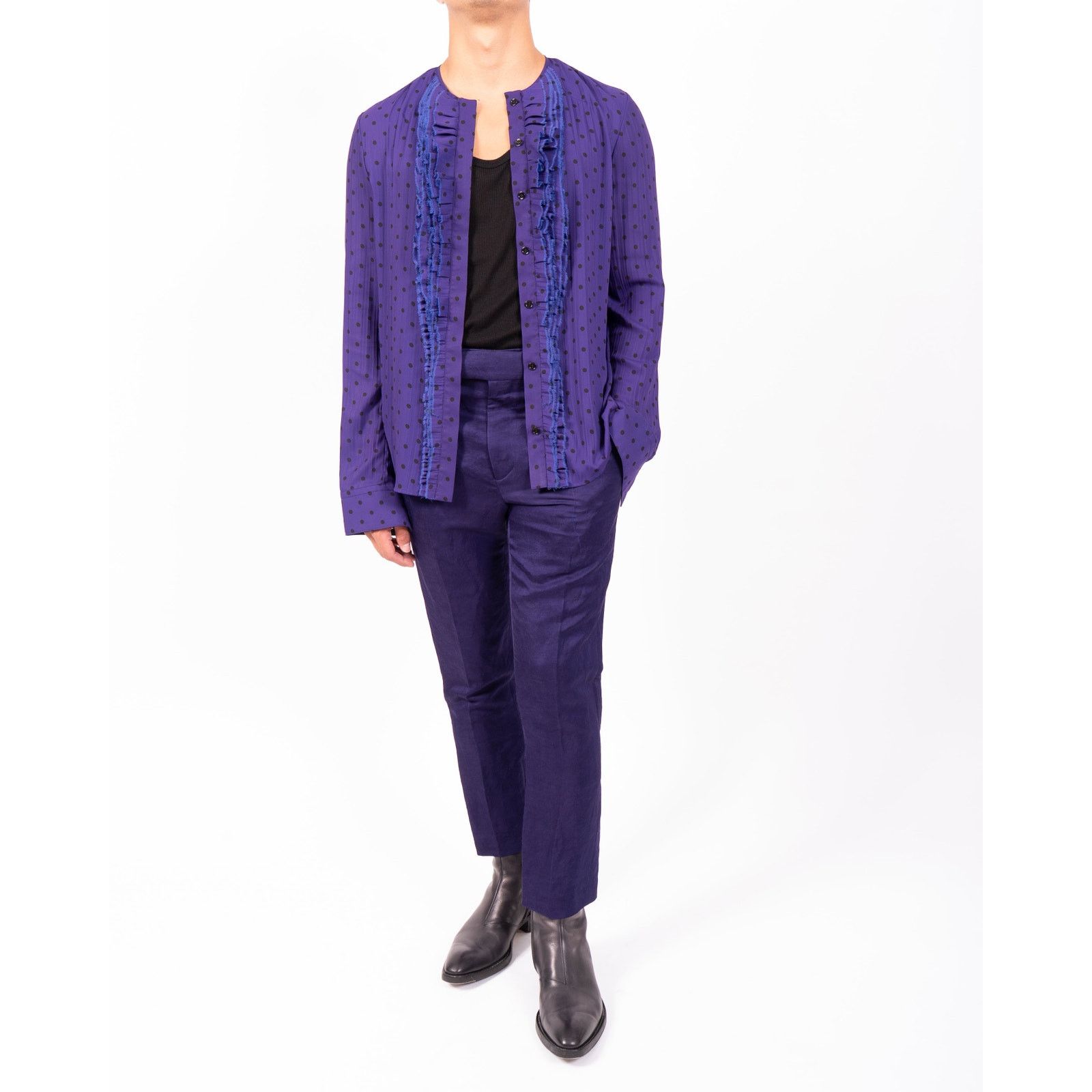Haider Ackermann SS19 Classic Trousers in Purple Silk Size 46R - 2 Thumbnail
