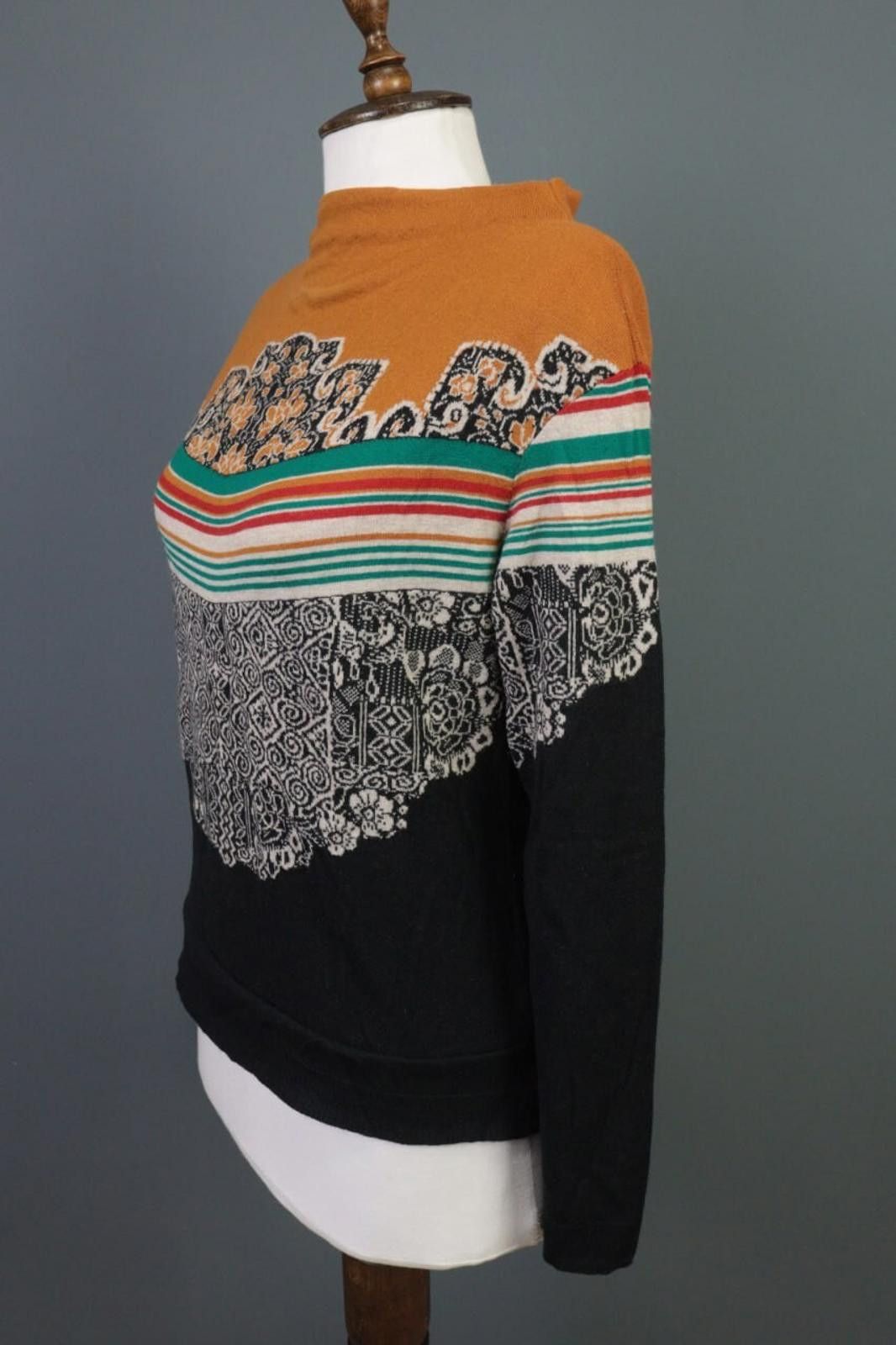 Designer Ivko Pullover Intarsia Pattern Knit Wool Sweater Size 38 / M Size M / US 6-8 / IT 42-44 - 7 Thumbnail