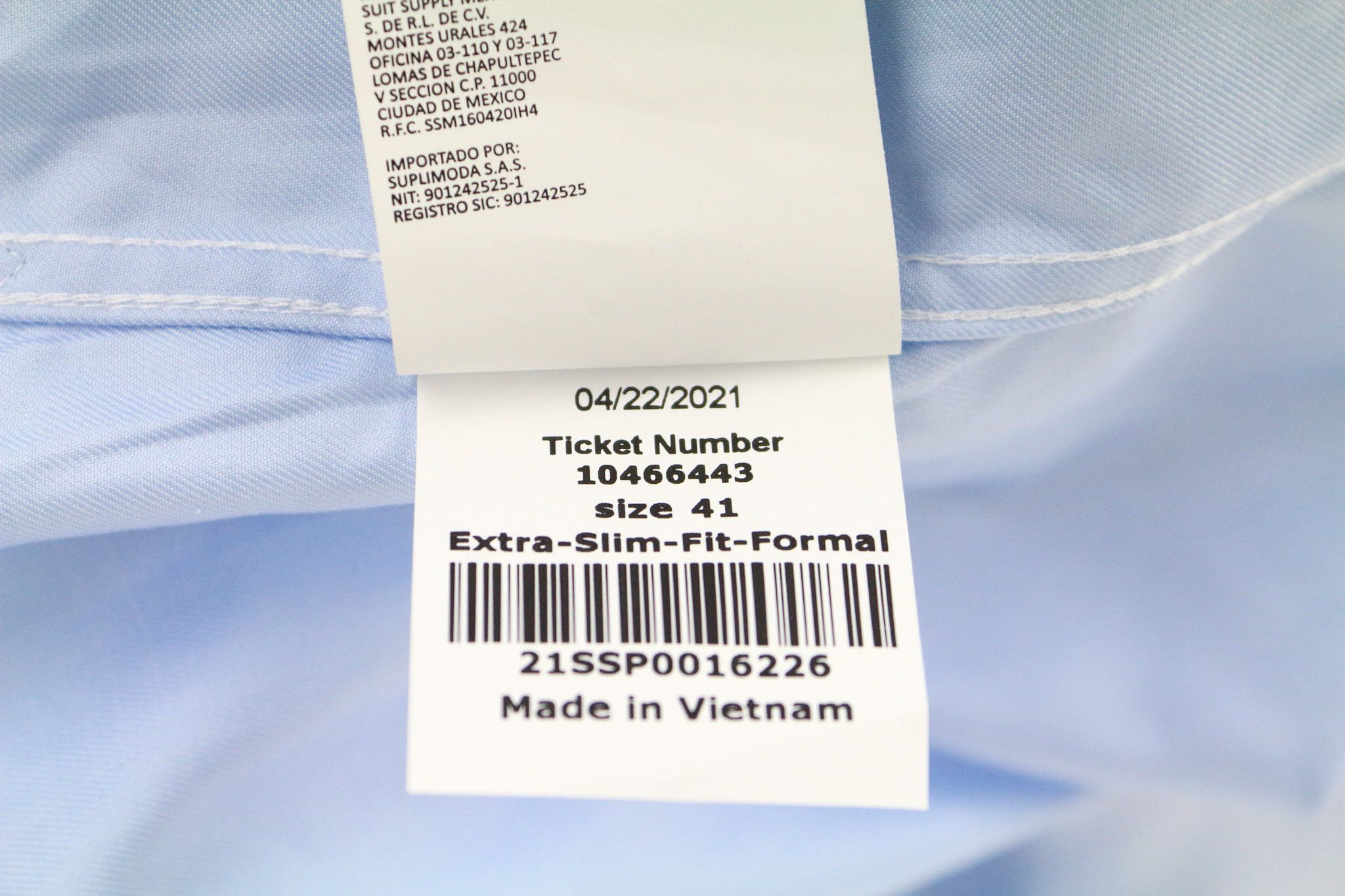 Suitsupply 41 Extra Slim Blue Cotton Button-Up 72843 Size 40R - 7 Thumbnail
