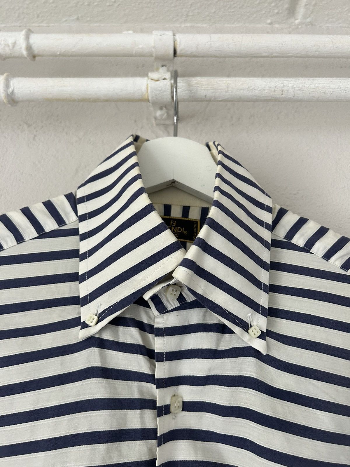 Fendi Vintage Blue White Stripes Shirt Size US M / EU 48-50 / 2 - 2 Thumbnail