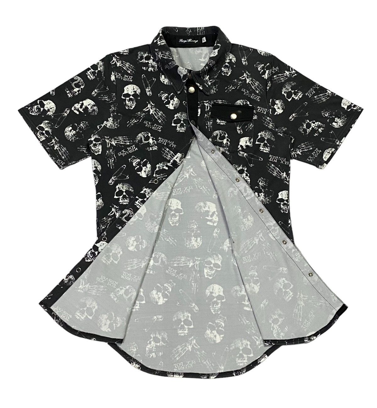 Sex Pot ReVeNGe Sex Pot Revenge Skull Full Print Stretch Shirt Snep Button Size US L / EU 52-54 / 3 - 23 Thumbnail