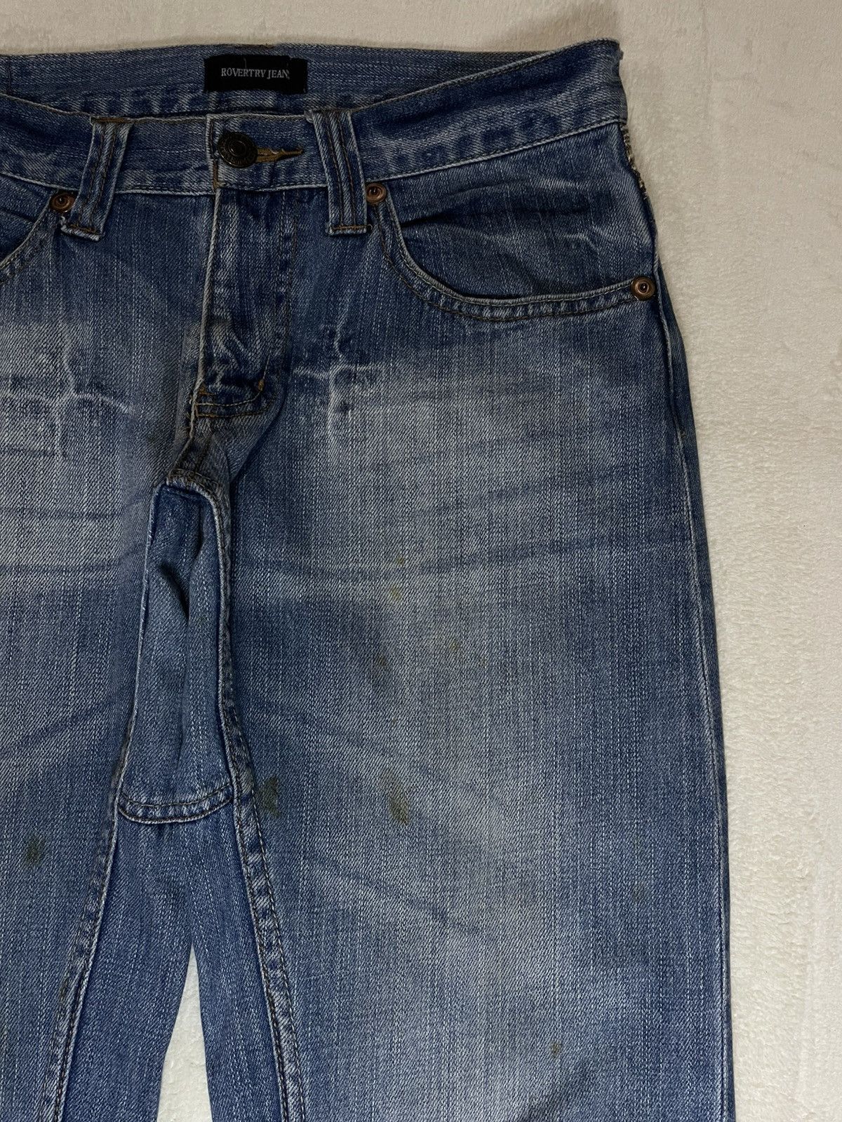Japanese Brand Vintage Rovertry Mudwash Faded Distress Denim Jeans Size US 31 - 4 Thumbnail