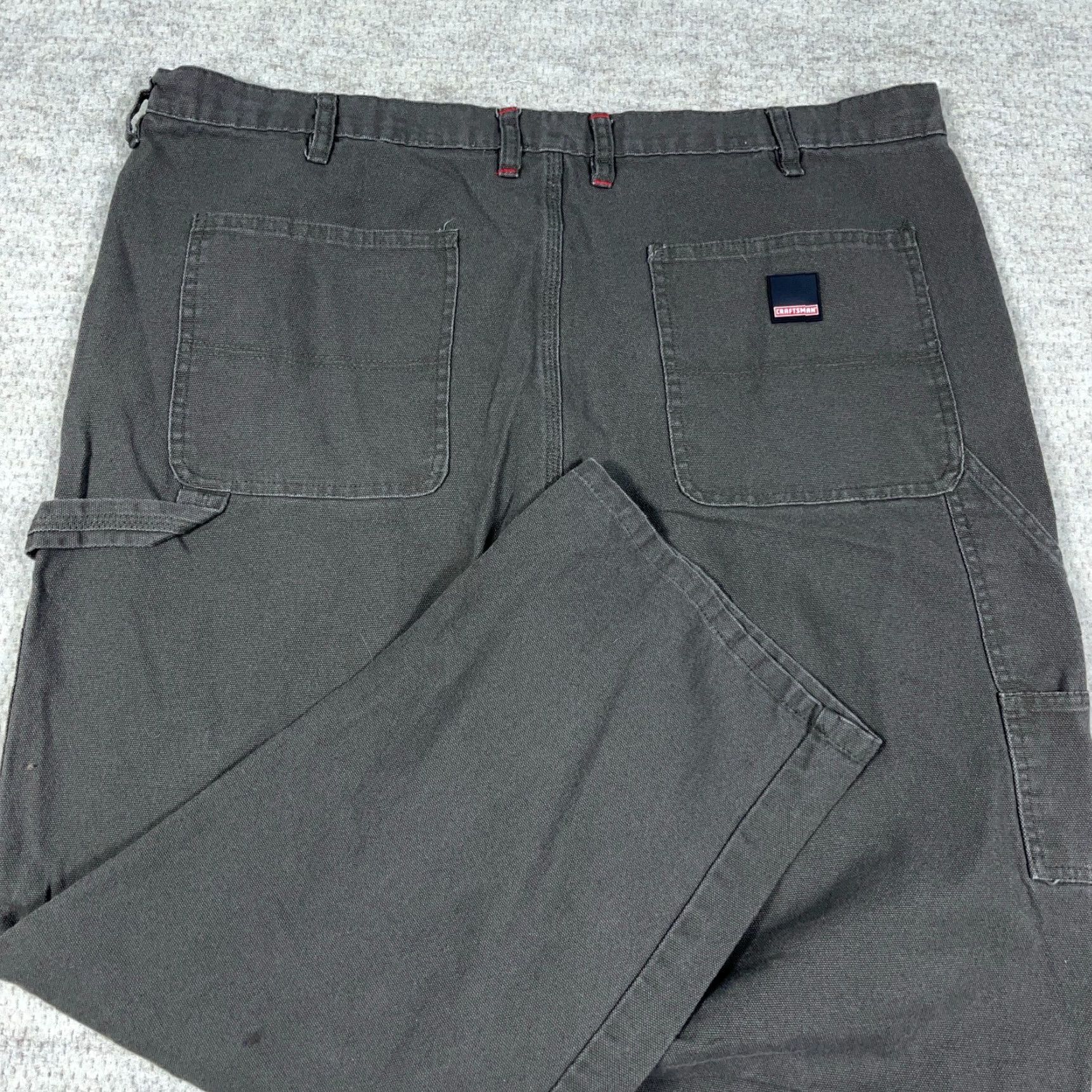 Olive Craftsman Pants Men 44x32 Green Carpenter Canvas Baggy Dark Olive Vintage Y2K Casual Workwear 5-Pocket Regular Straight Mens Size US 44 / EU 60 - 3 Thumbnail