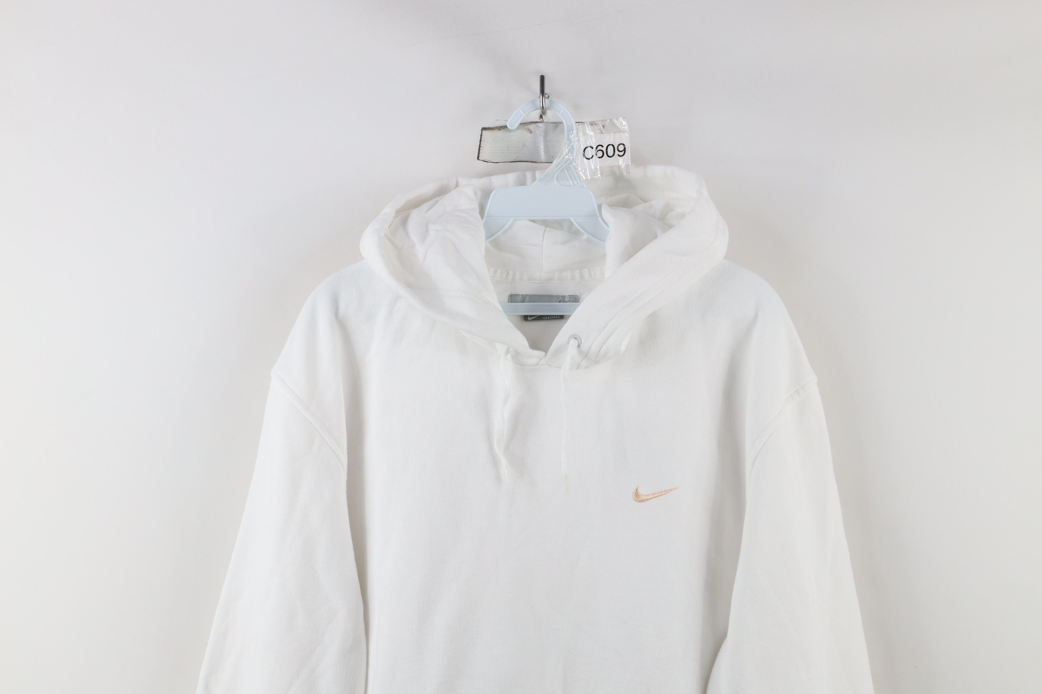 Nike × Vintage Vintage 90s Y2K Nike Mini Swoosh Hoodie Sweatshirt White Size US M / EU 48-50 / 2 - 2 Thumbnail