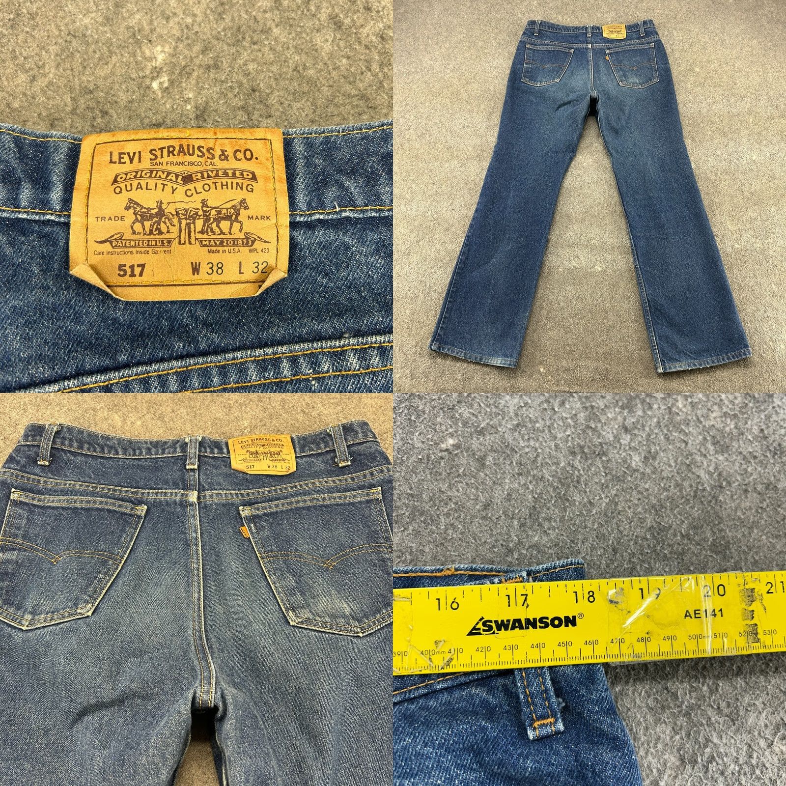 Levi's VINTAGE Levi's 517 Jeans Mens 38x32 Blue Bootcut Dark Wash Regular 90s USA Levi's 500 Series Mens Jeans Size US 38 / EU 54 - 8 Thumbnail