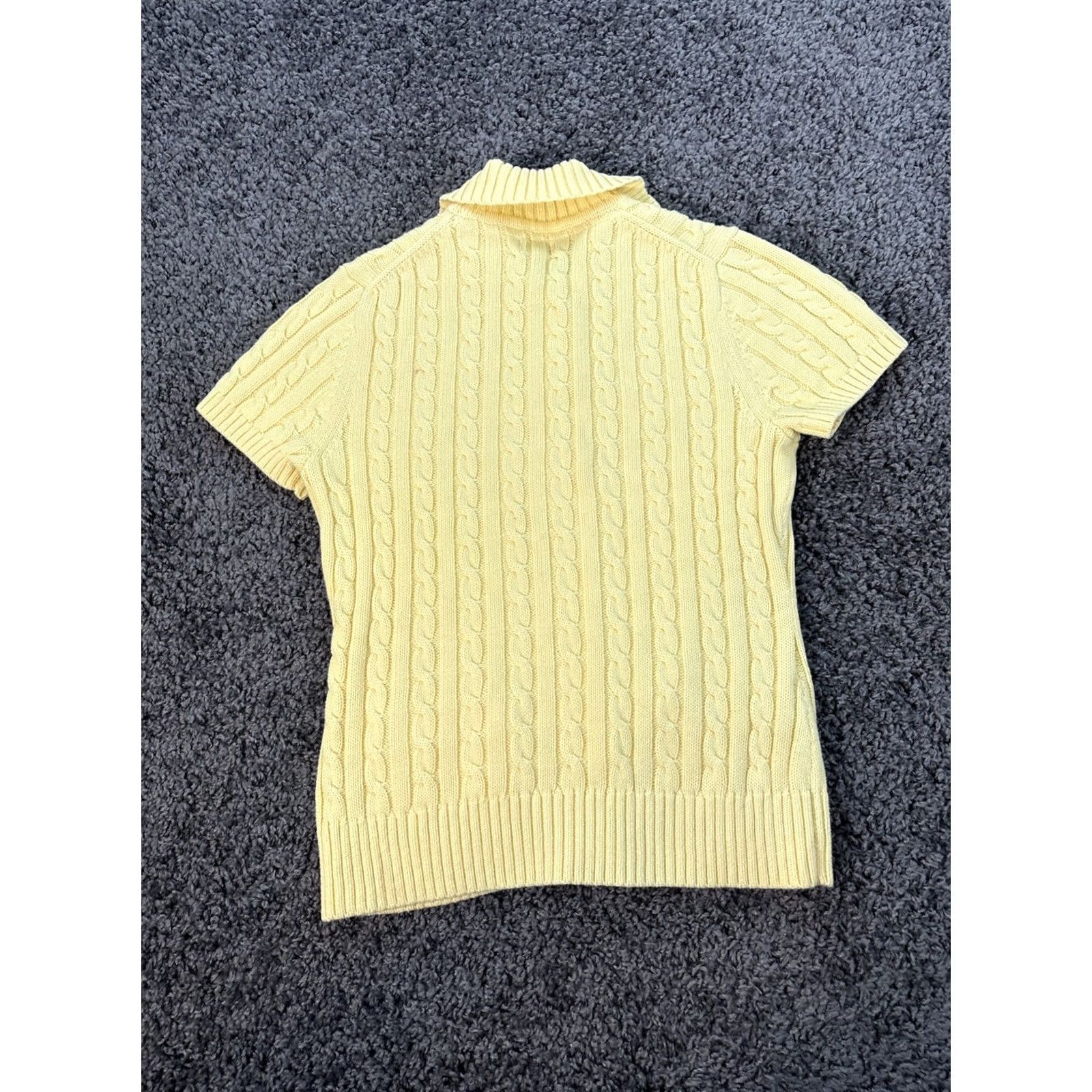 Vintage L.L. Bean Cardigan Sweater Womens Small Short Sleeve Cable Knit Chunky Yellow Y2K Size S / US 4 / IT 40 - 5 Thumbnail
