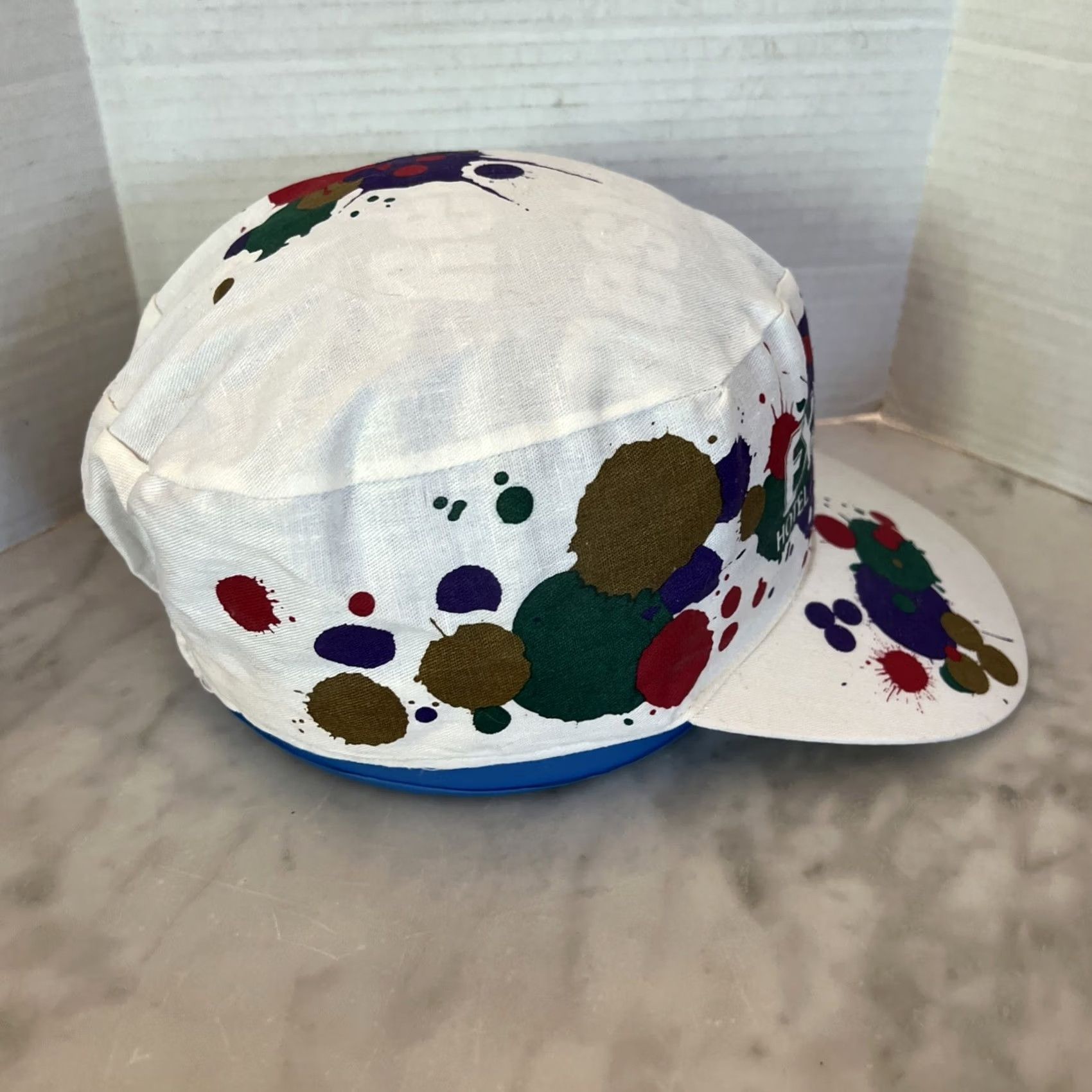 Vintage VINTAGE Excalibur Casino Painters Cap One Size White Painter Splatter Mens Size ONE SIZE - 4 Thumbnail