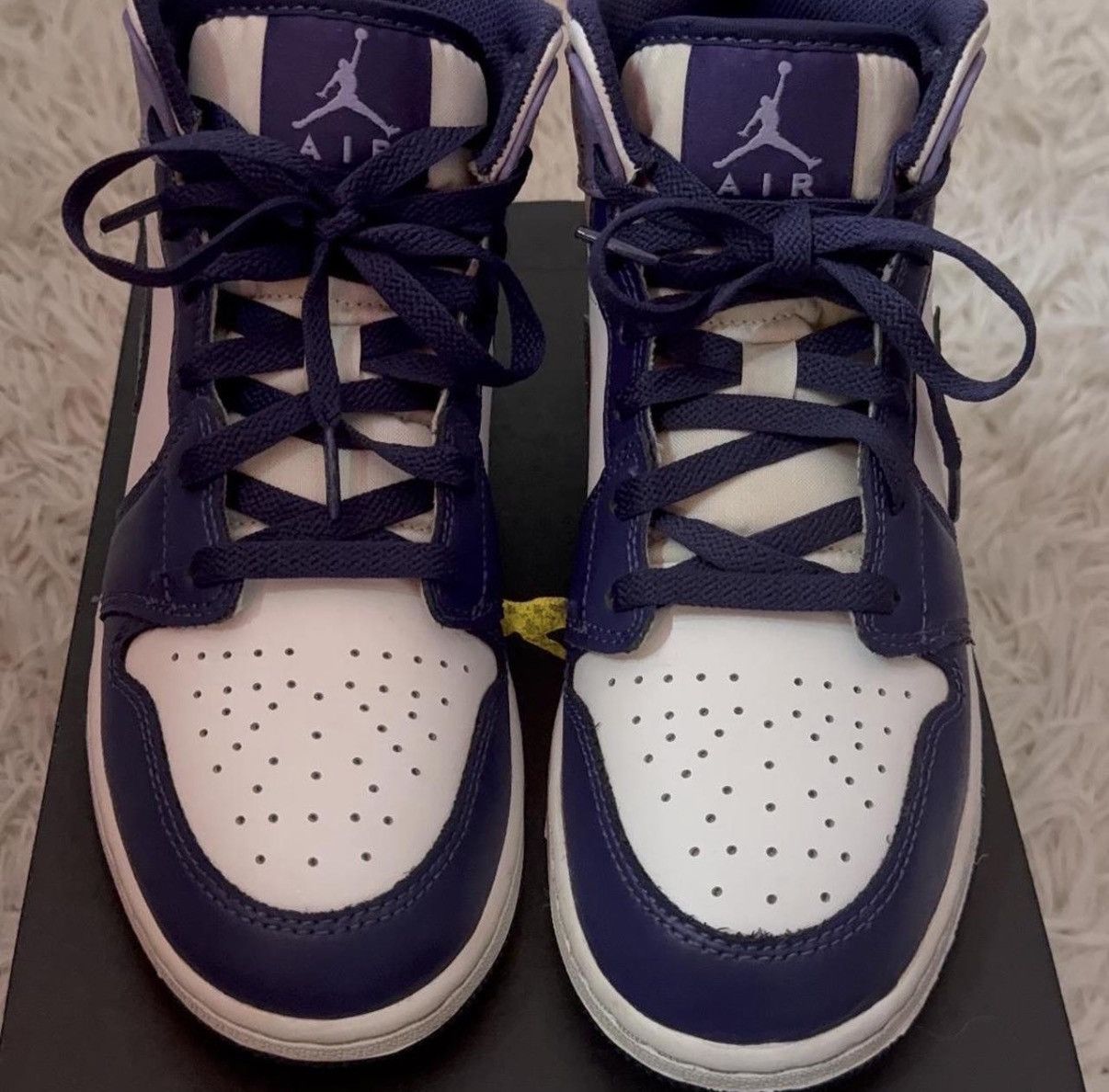 Nike Sky J Purple Air Jordan 1 Mid (GS) Size US 5.5 / EU 38 - 4 Thumbnail