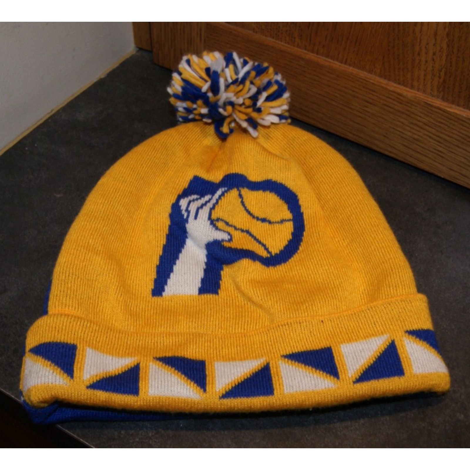 Mitchell & Ness Indiana Pacers Hat Beanie NBA Basketball Cuff Pom 2 Sided Size ONE SIZE - 3 Thumbnail