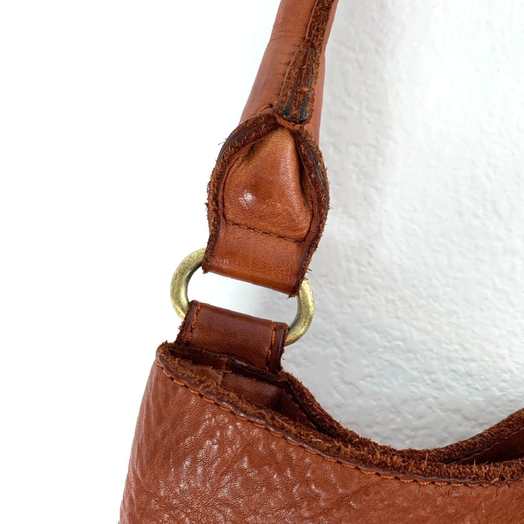 Vintage Marta Ponti Portugal Woven Leather Shoulder Bag Purse Women Medium Brown Distressed Leather 14in 11in 4in Size ONE SIZE - 5 Thumbnail