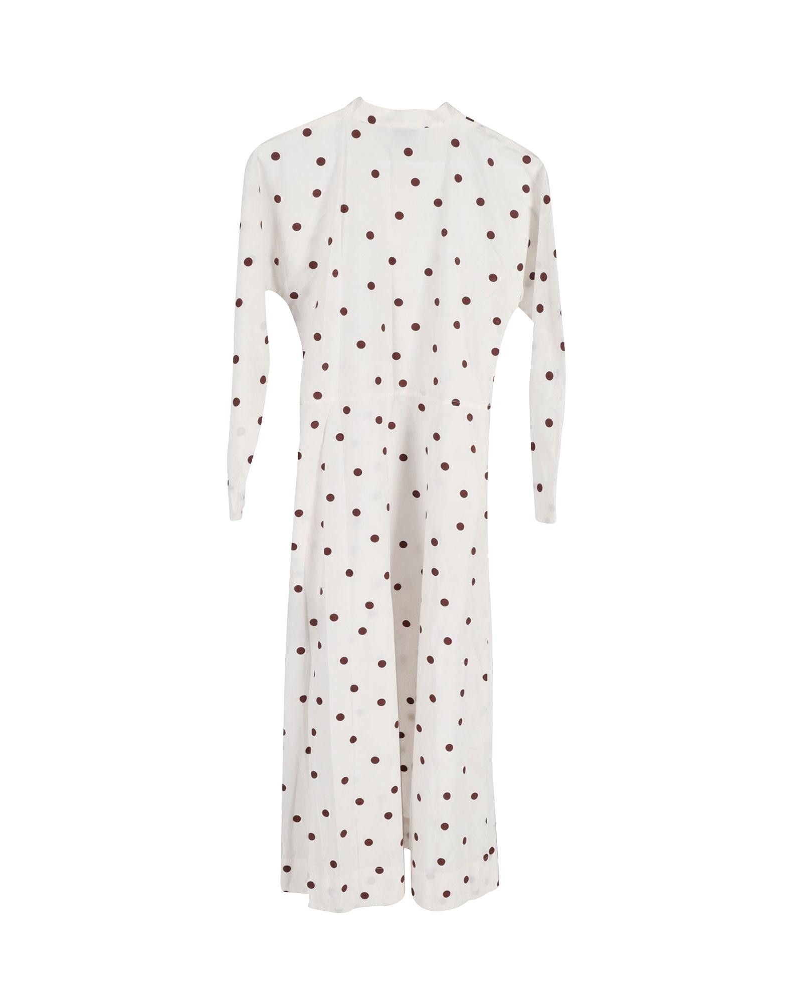 image of Ganni Polka Dot Poplin Midi Dress in White, Women's (Size Small)