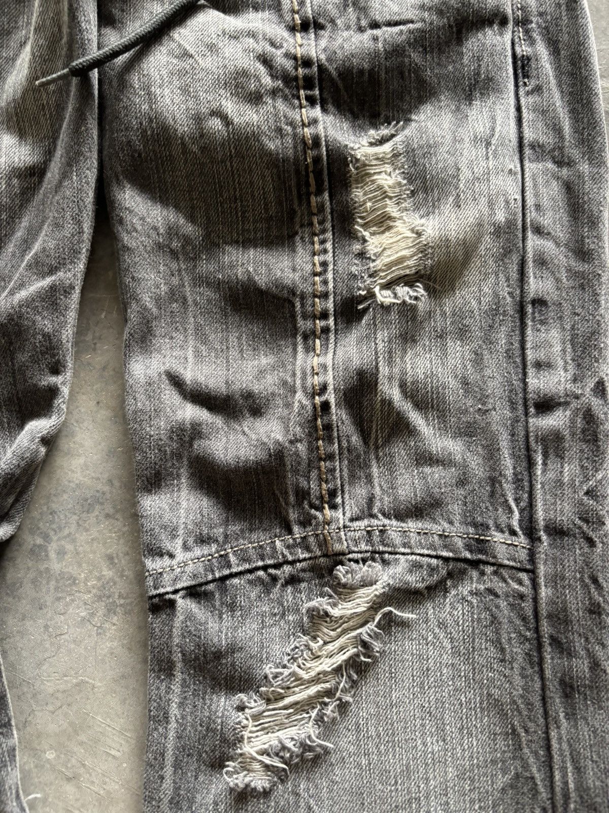 Japanese Brand Distressed double waist lace up jeans punk grungy stye Size US 32 / EU 48 - 12 Thumbnail