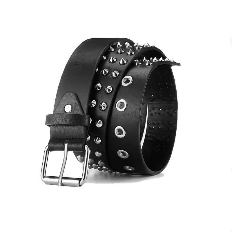Japanese Brand Metal Rivets Pin Buckle PU Leather Belt 95 cm Size ONE SIZE - 3 Thumbnail