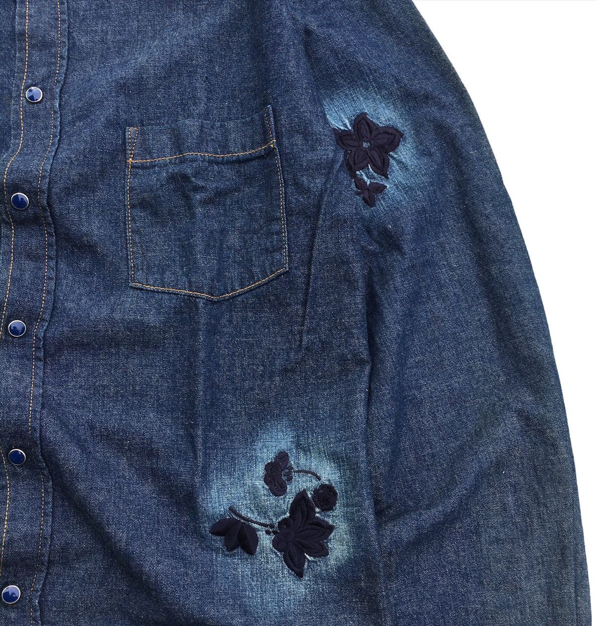 Yohji Yamamoto YS For Men Flower Denim Shirt Size US L / EU 52-54 / 3 - 2 Thumbnail