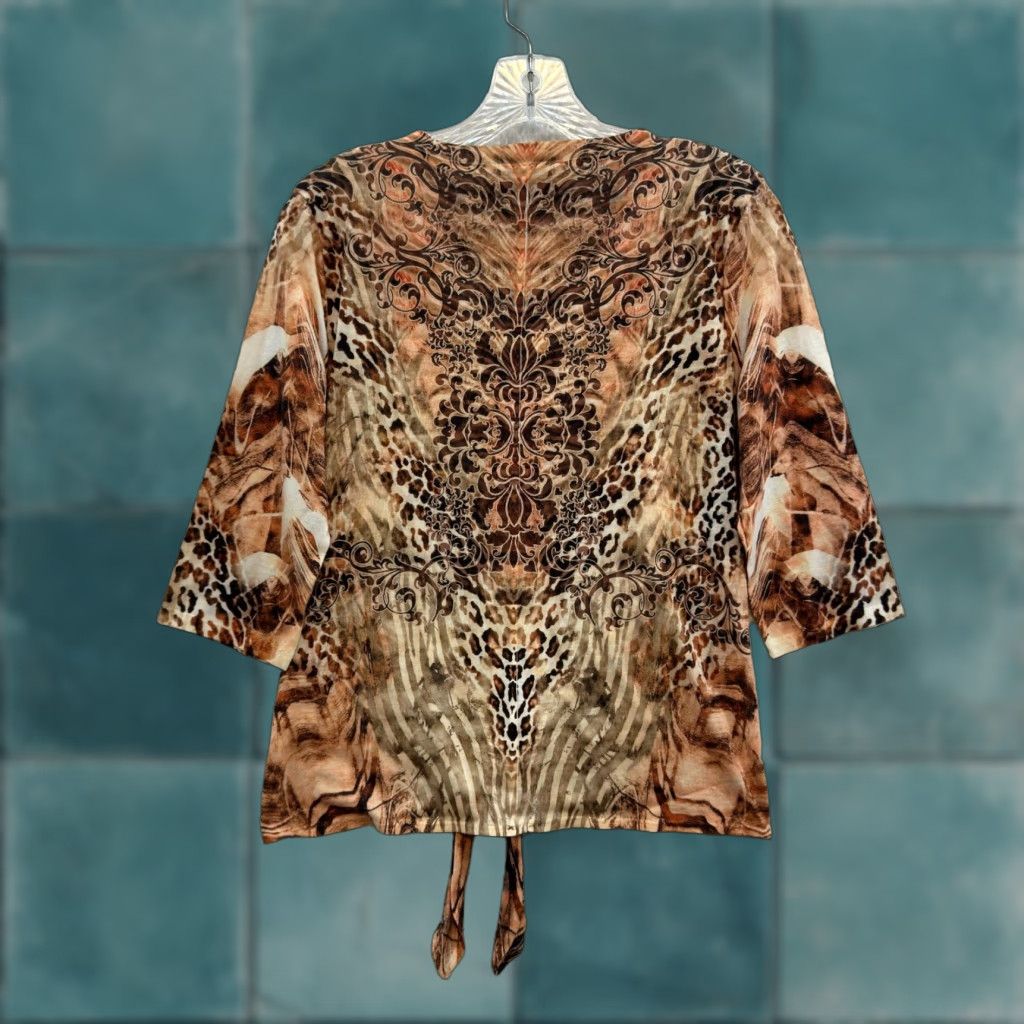 Vintage VINTAGE French Blue Y2K Top Shirt Petite PL Tan Cheetah Leopard Studded Grunge Boho McBling Beige Mens Girls Womens Size L / US 10 / IT 46 - 1 Thumbnail