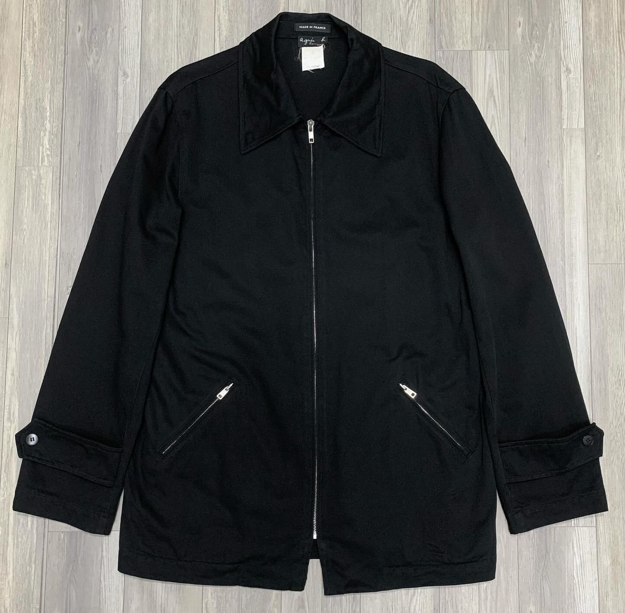 image of Agnes B Agnès B. Homme Zip-Up Long Jacket Made In France in Black, Men's (Size XL)