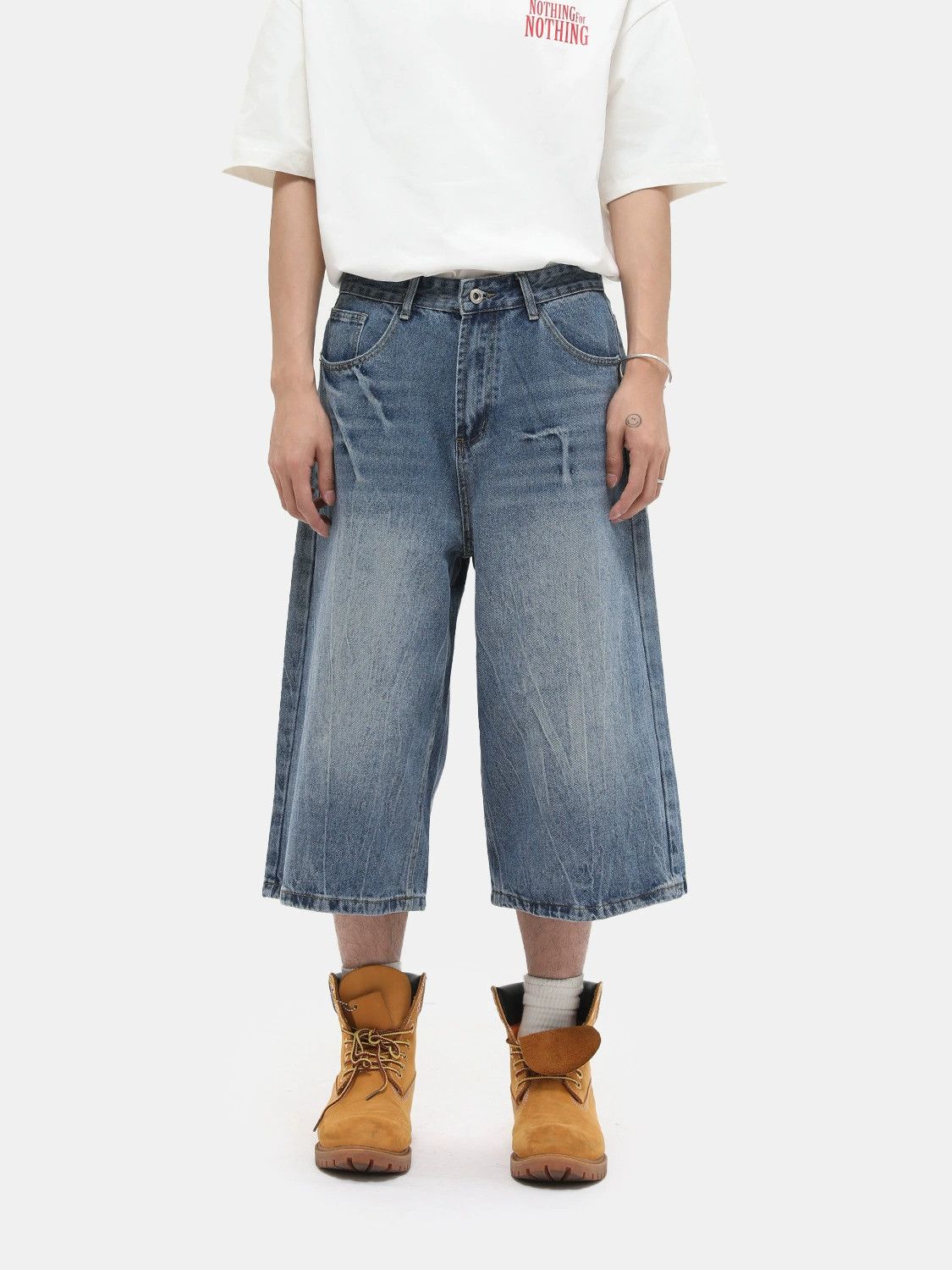 Japanese Brand × Jean American washed lightning loose straight denim shorts Size US 32 / EU 48 - 1 Thumbnail