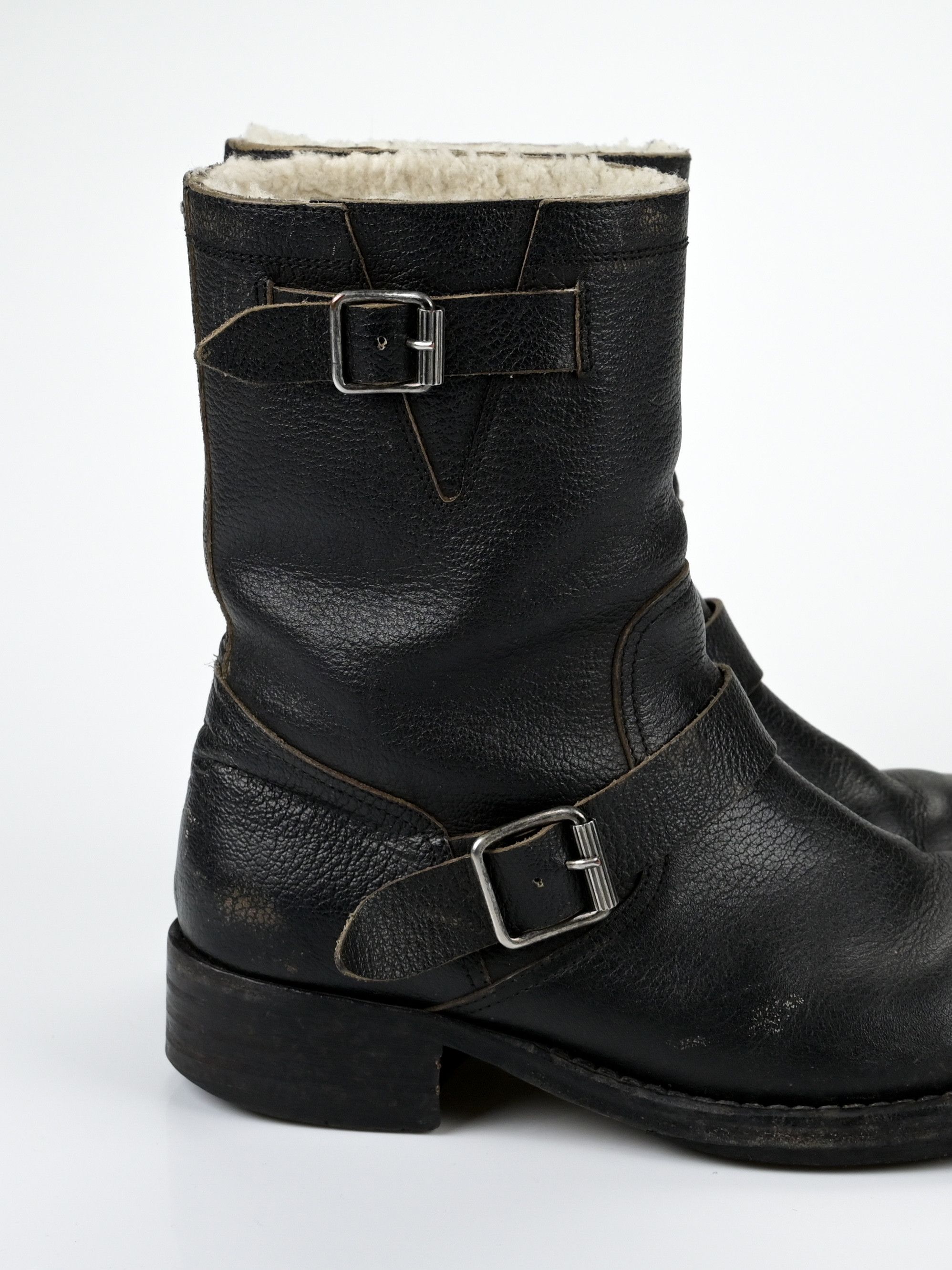 Maison Margiela Shearling-Lined Leather Biker Boots Size US 9 / EU 42 - 11 Thumbnail