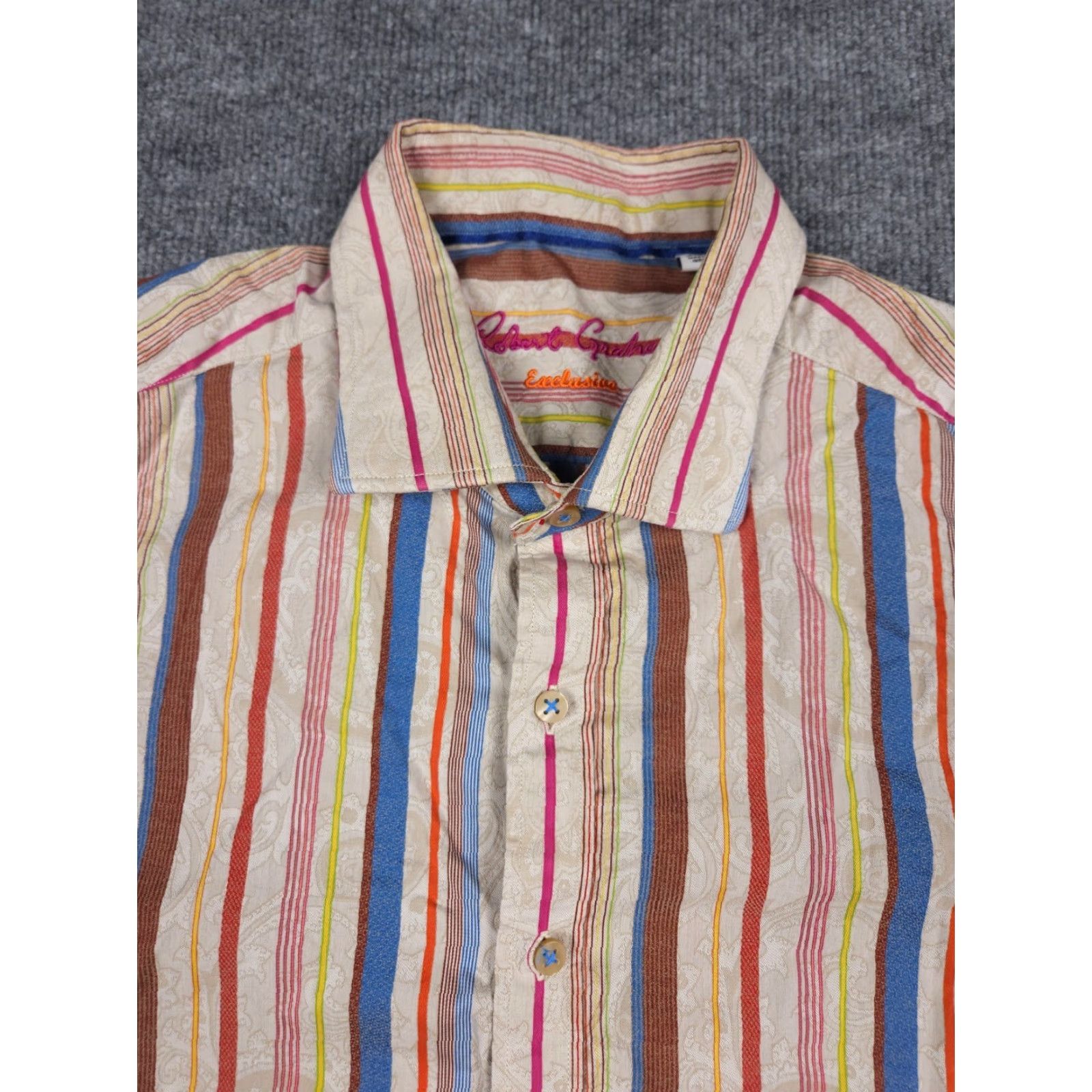 Robert Graham Robert Graham Shirt Men 2XL Classic Button-Up Striped Multi Paisley Print EXCLUSIVE Size US XXL / EU 58 / 5 - 2 Thumbnail