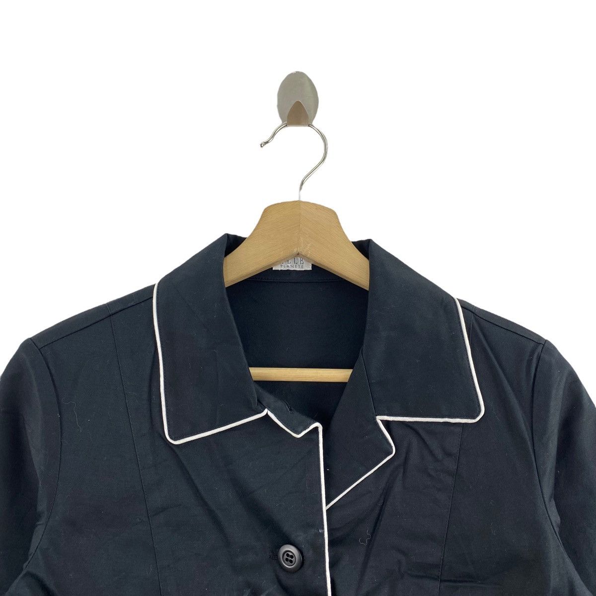 Other ELLE PLANETE Italian Designer Button Up Short Black Coat Size S / US 4 / IT 40 - 2 Thumbnail