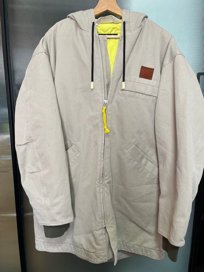 Acne Studios Acne Studios Grey leather logo drawstring loose coat Size S / US 4 / IT 40 - 1 Thumbnail