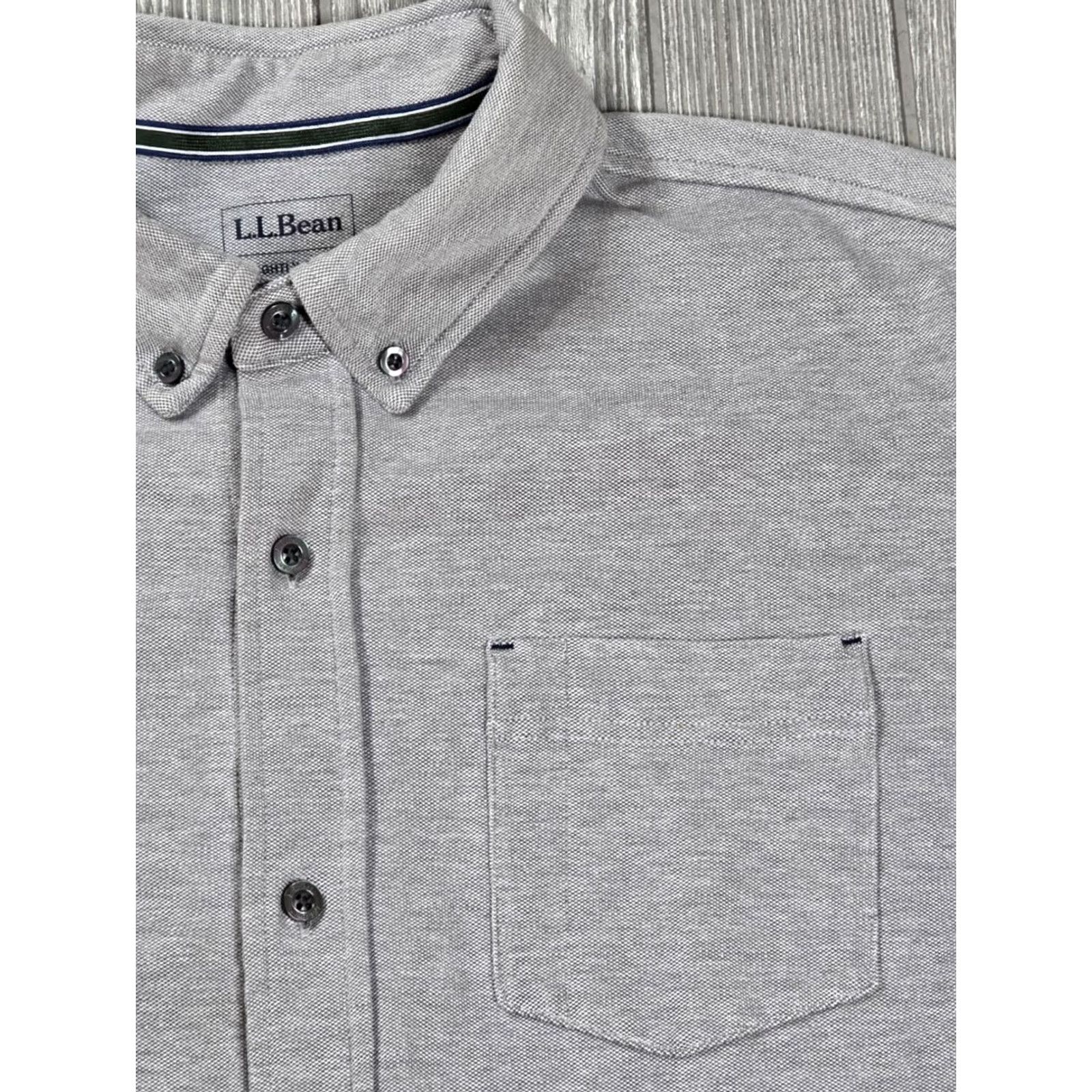 Vintage L.L.Bean Performance Piqué-Knit Oxford Shirt Long-Sleeve Gray L Shirt Mens Button-Up Knit Oxford Slightly Fitted Casual Vintage No Size US L / EU 52-54 / 3 - 3 Thumbnail