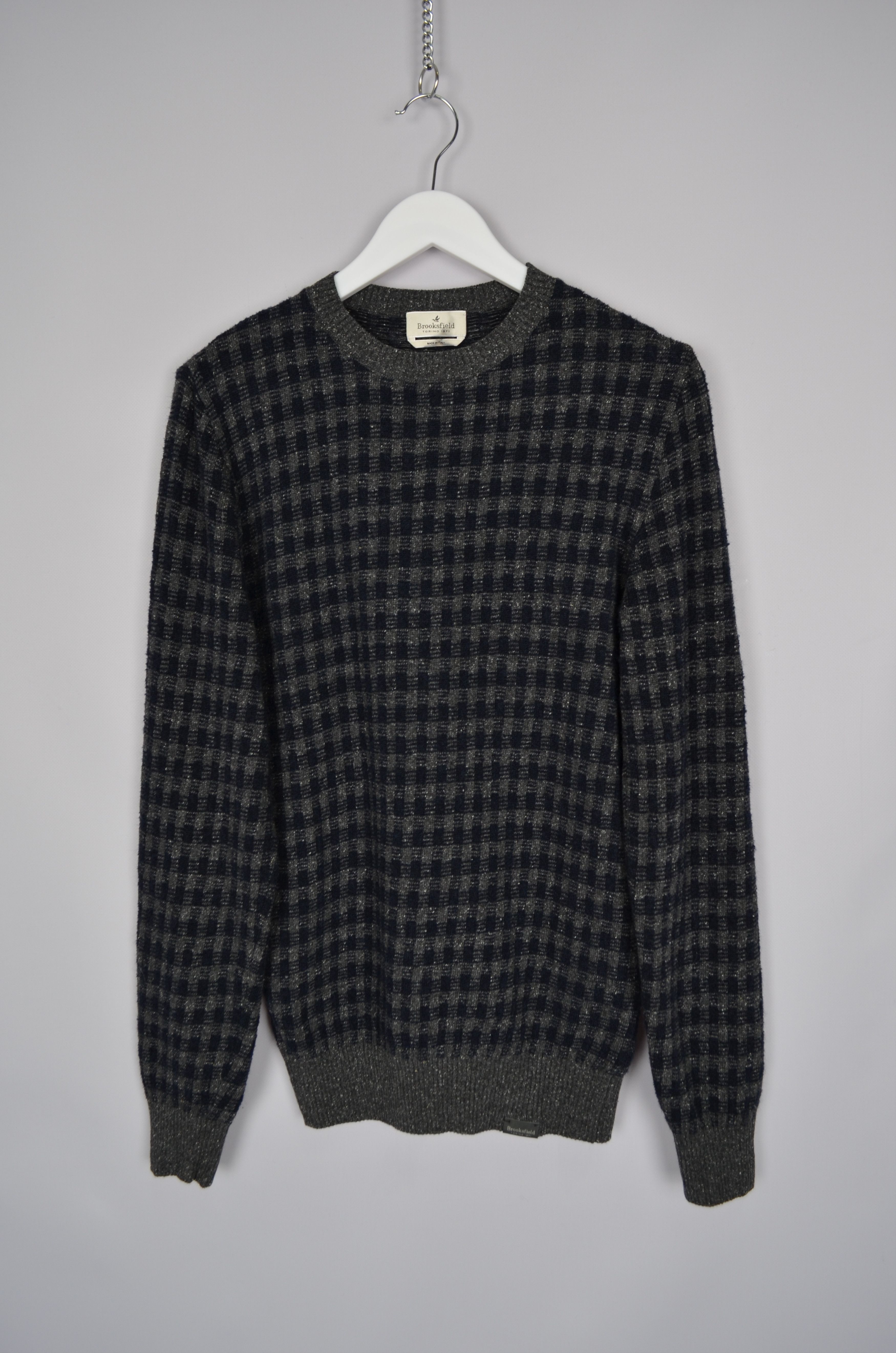 Brooksfield × Designer Brooksfield Torino Check Wool Blend Knit Sweater Size 48/S Size US S / EU 44-46 / 1 - 2 Thumbnail