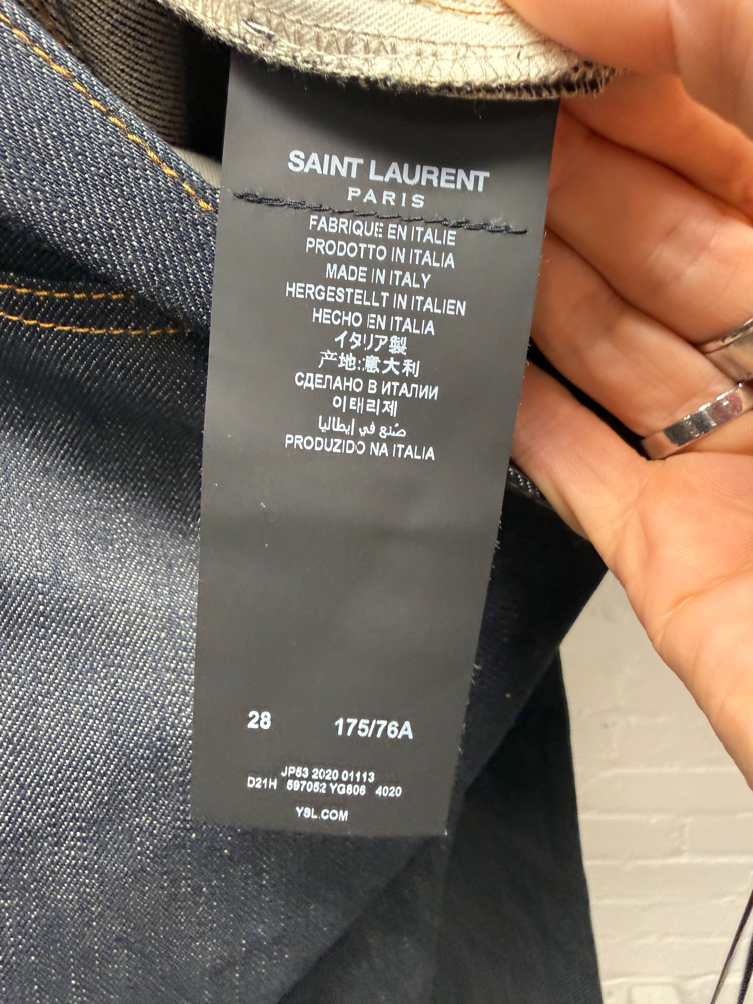Saint Laurent Paris 2020 Saint Laurent ‘D18’ Dark Raw Washed Blue Skinny Jeans Size US 28 / EU 44 - 5 Thumbnail