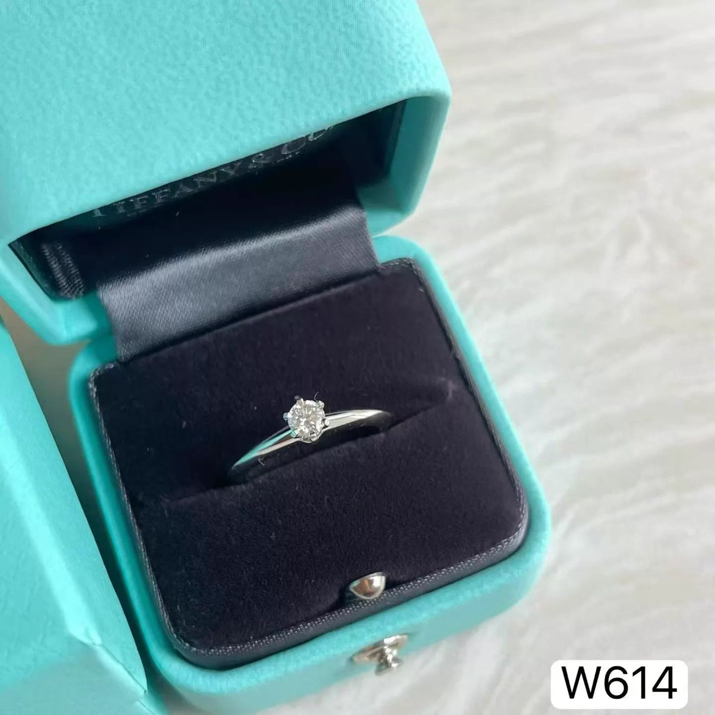 Tiffany & Co. Tiffany 6-Claw 0.21ct Pt950 Diamond Ring 49 W614 Disc Size ONE SIZE - 1 Thumbnail