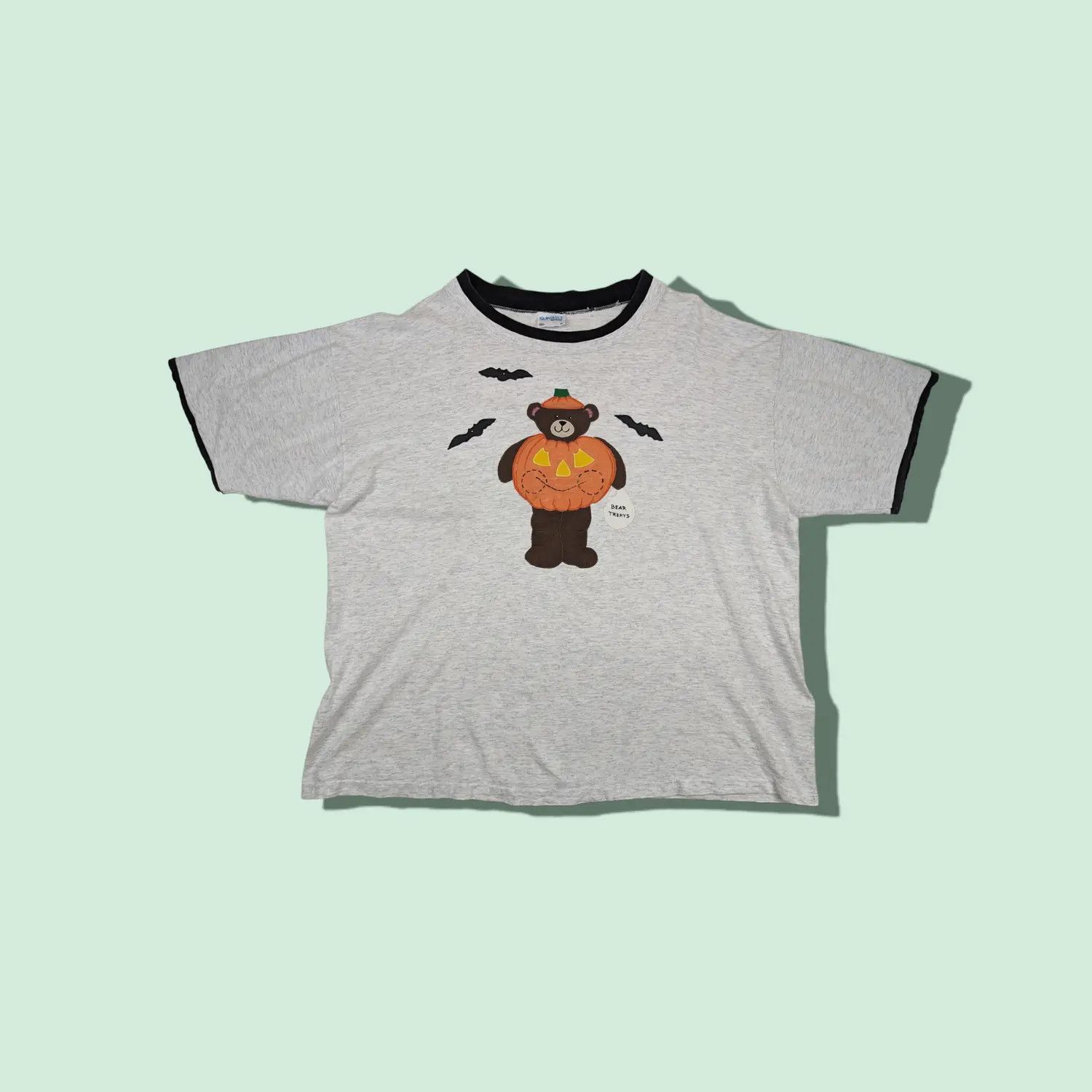 Vintage Vintage SUN BELT Teddy Bear Halloween Pumpkin Graphic Tee Size US XL / EU 56 / 4 - 1 Thumbnail