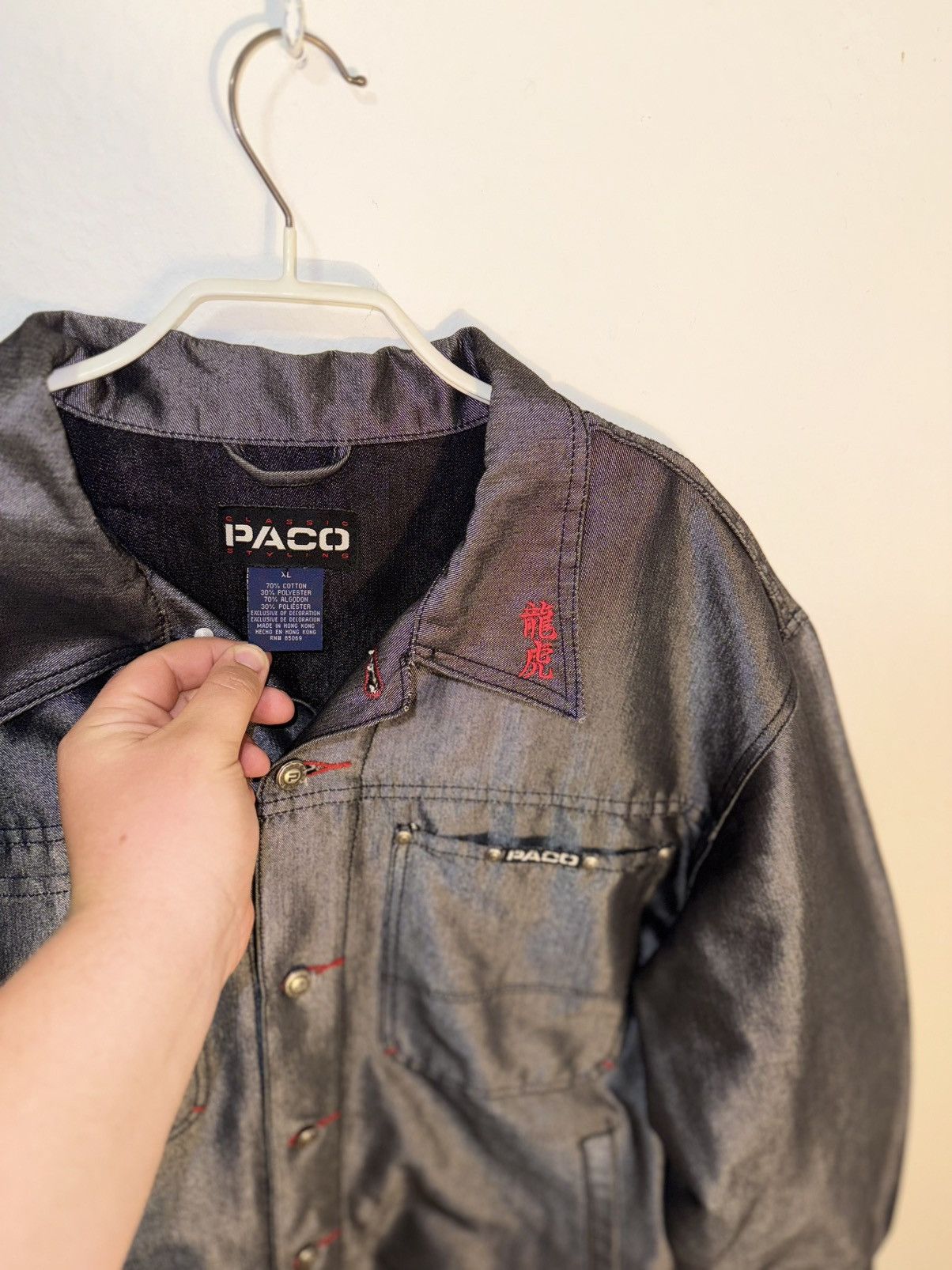 Vintage PACO Dragon & Denim Jacket – Rare Y2K Streetwear Size US XL / EU 56 / 4 - 3 Thumbnail