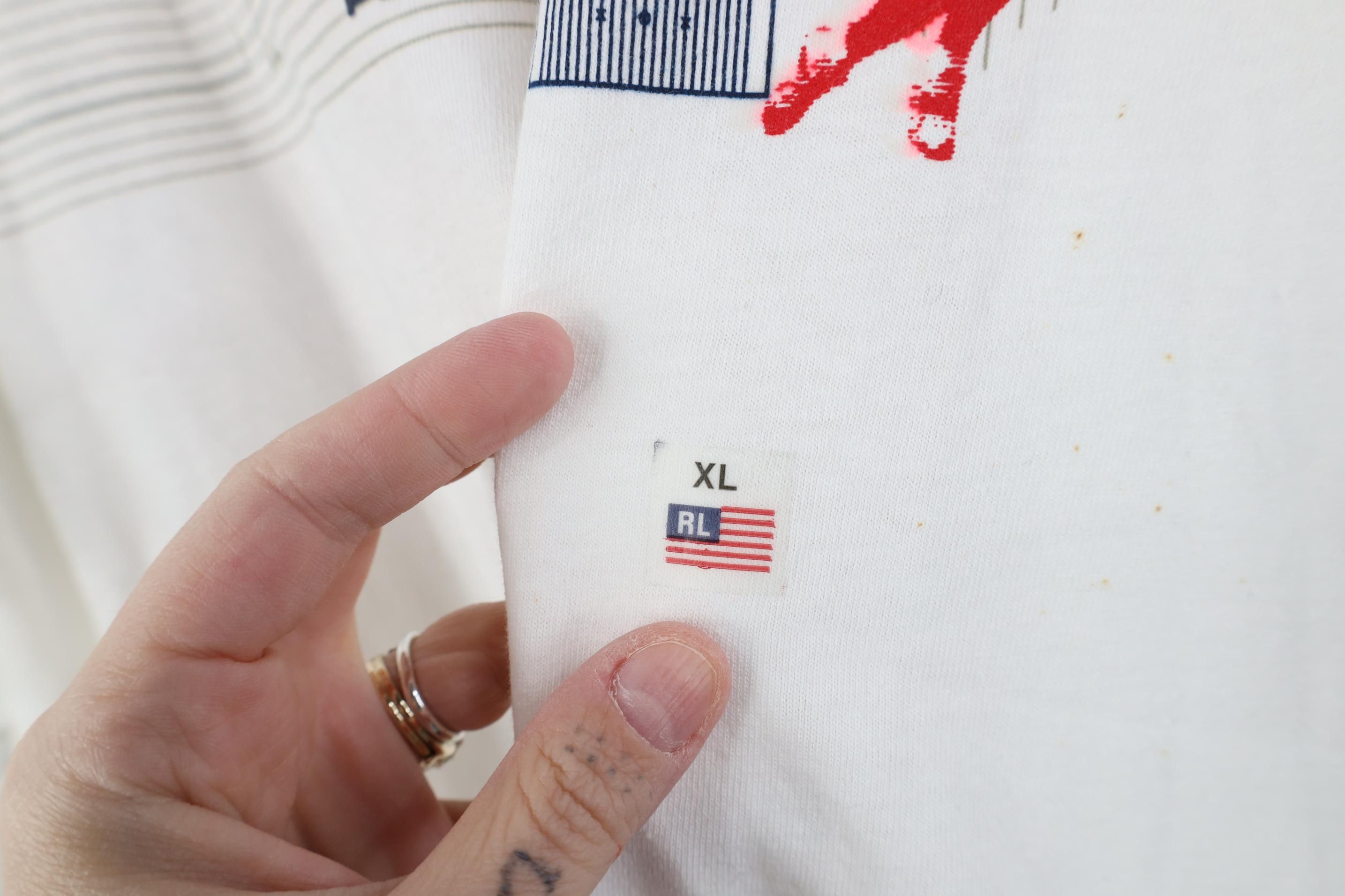 Polo Ralph Lauren Deadstock Vintage 90s Y2K Ralph Lauren Football T-Shirt Size US XL / EU 56 / 4 - 11 Thumbnail