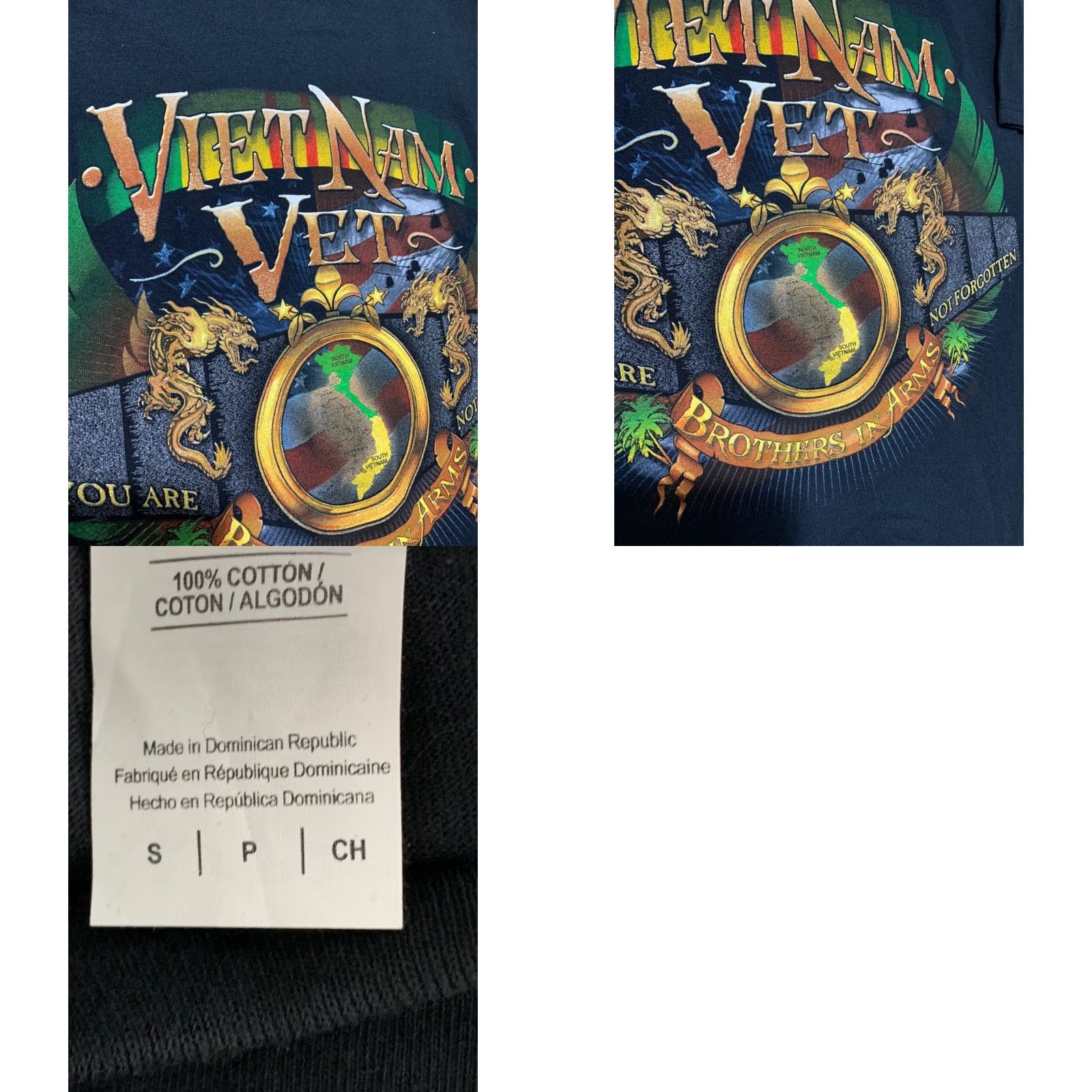 Gildan VINTAGE Vietnam Vet Small Black Gildan Short Sleeve Tshirt Mens S 100% Cotton People Shirt Size US S / EU 44-46 / 1 - 8 Thumbnail