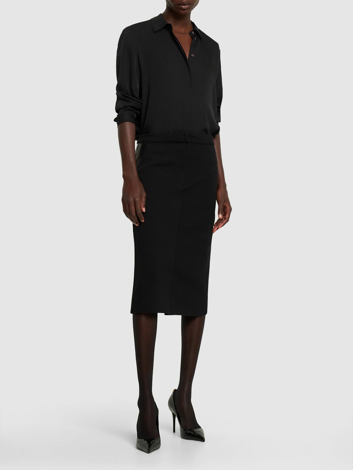 Tom Ford o1y0226 Midi Skirt in Black Size 25" / US 0 / IT 36 - 4 Thumbnail