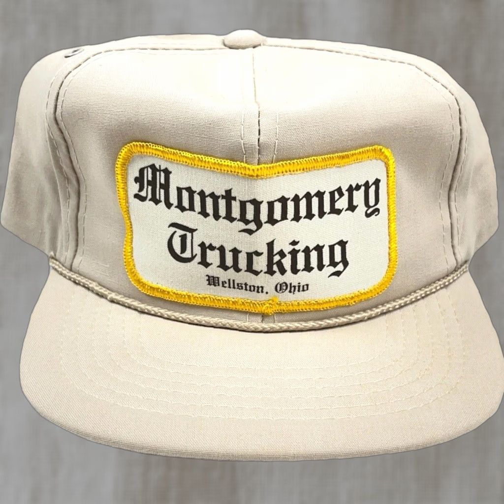 Roper Vintage Headliner Caps Trucker Hat Cap Snap Back 80s USA Patch Rope Wellston Ohio Adjustable Beige Cotton Polyester Twill Size ONE SIZE - 1 Thumbnail