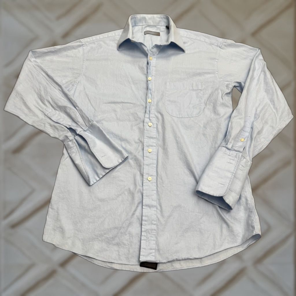 Tasso Elba VINTAGE Tasso Elba Dress Shirt Mens Medium Blue Cotton Business Formal Classic 90s Size 40R - 1 Thumbnail