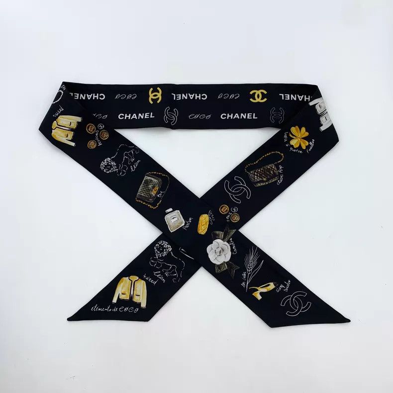 Other Chanel Black double C camellia multi-element printed silk Size ONE SIZE - 1 Thumbnail