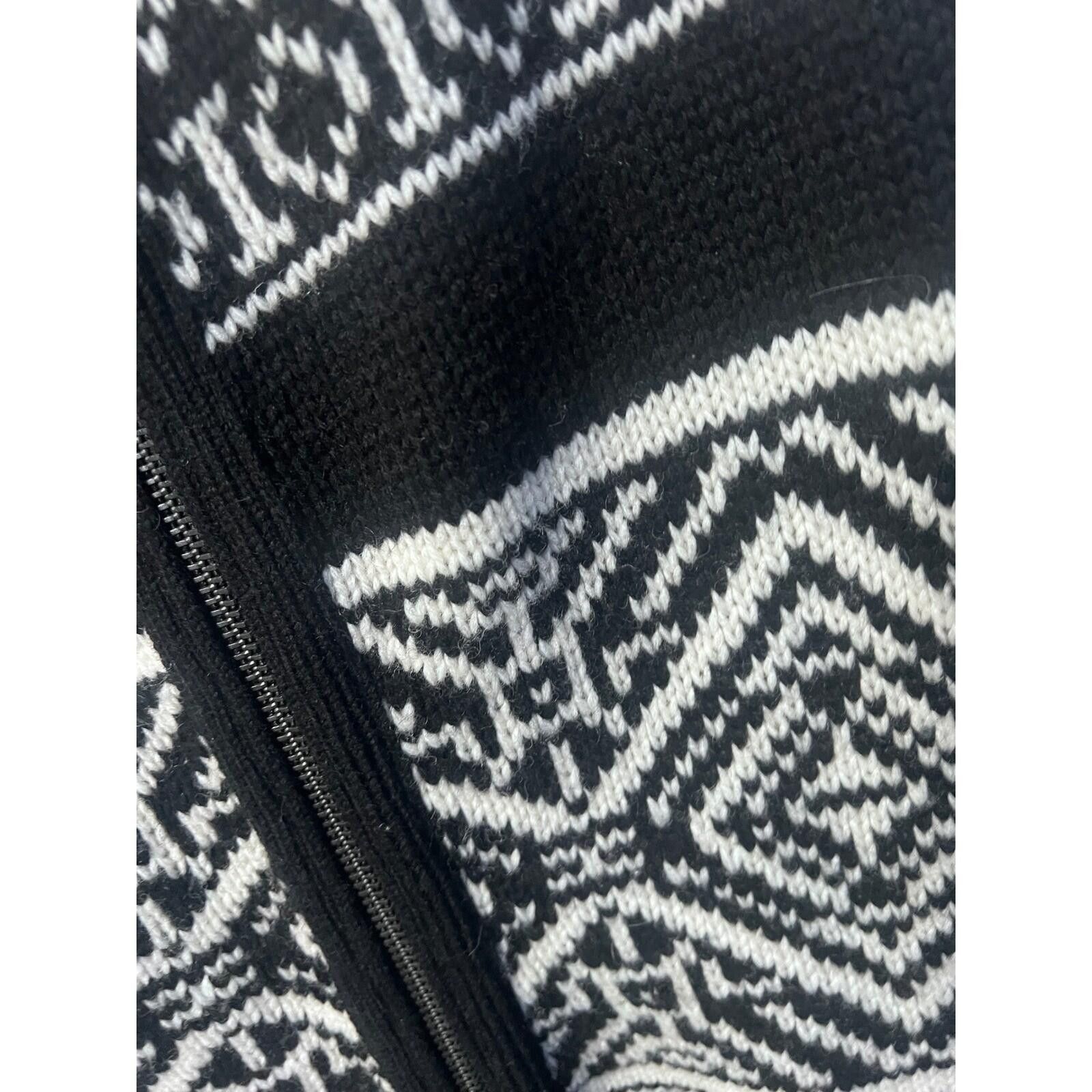 Zara Zara Zip Up Hooded Cardigan Womens L Black White Fair Isle Size L / US 10 / IT 46 - 3 Thumbnail