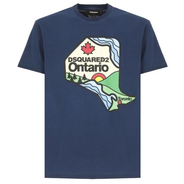 Dsquared2 o1mle0126 Map T-Shirt in Navy Blue Size US S / EU 44-46 / 1 - 1 Thumbnail