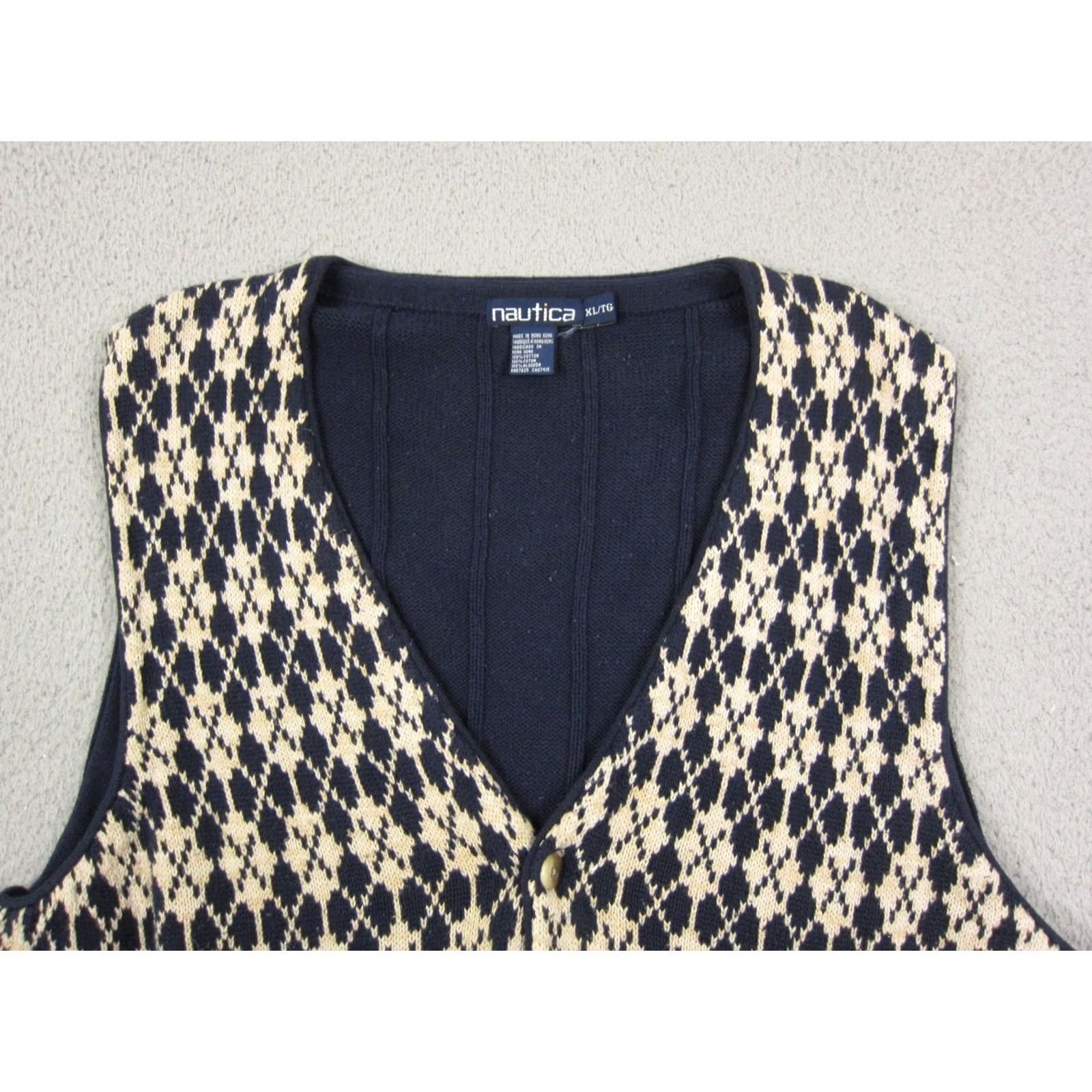 Nautica Vintage Nautica Sweater Vest Mens Extra Large Blue Argyle Knit Diamond 90s Size US XL / EU 56 / 4 - 2 Thumbnail