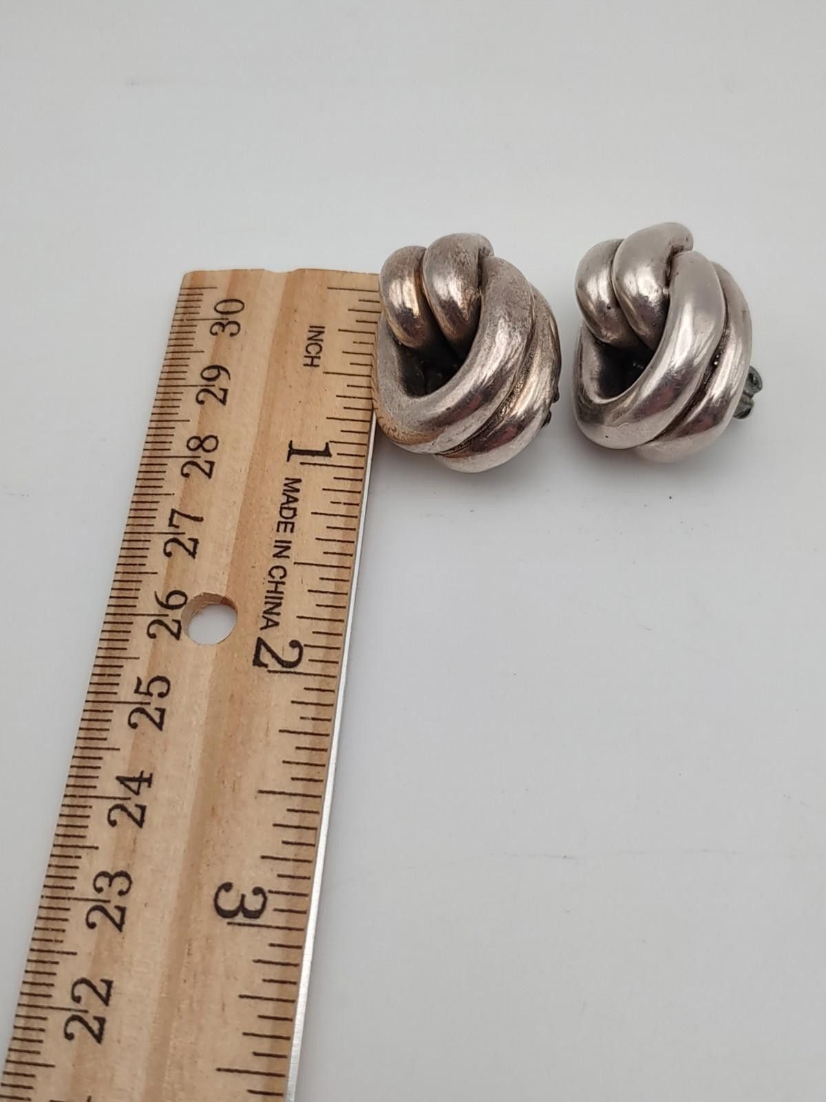 The Unbranded Brand Sterling Silver Chunky Knot Clip On Earrings Size ONE SIZE - 4 Thumbnail