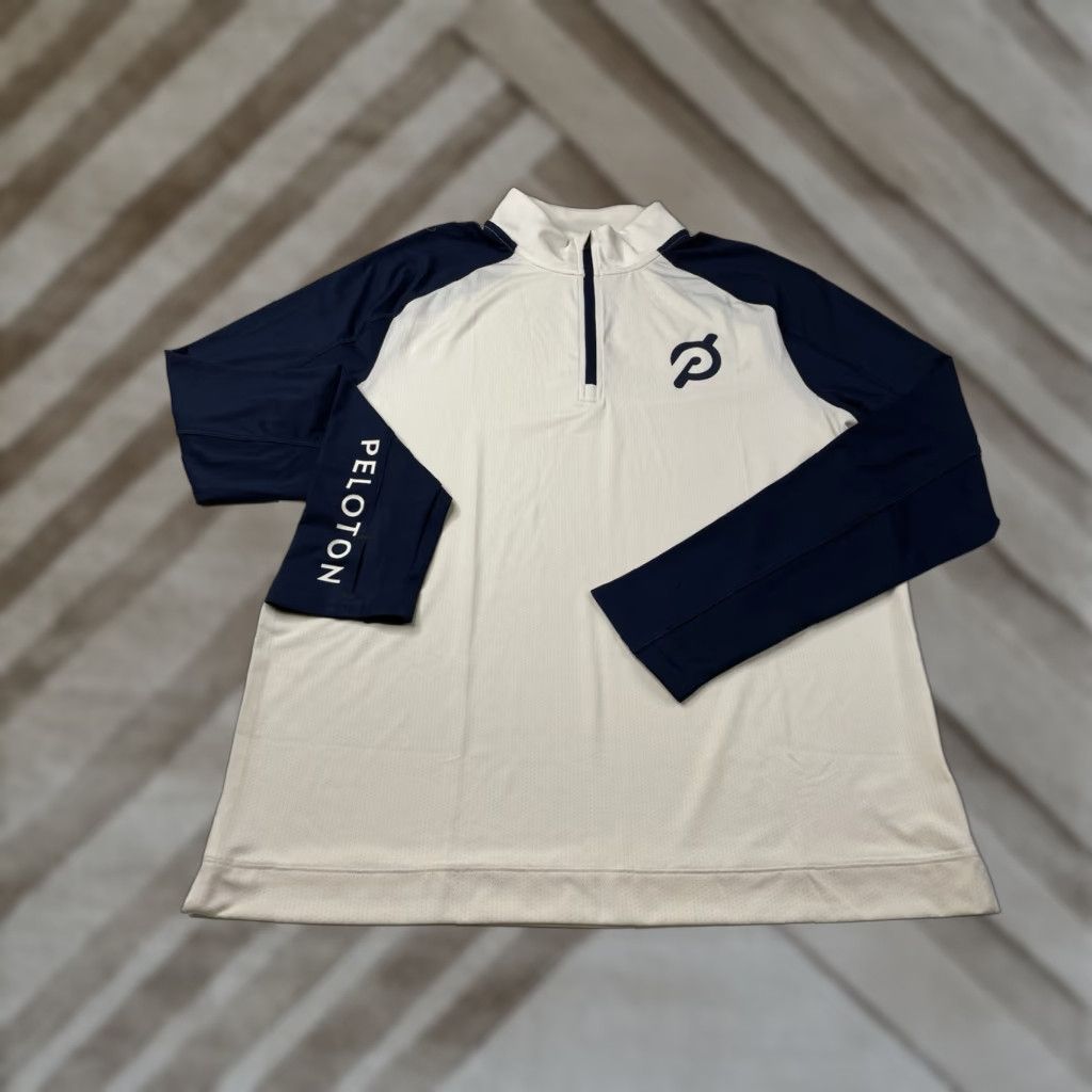 Rhone Rhone Peloton Quarter Zip Navy White Performance Shirt L Mens Raglan Sleeve Ivory/White Zip Activewear Size US L / EU 52-54 / 3 - 1 Thumbnail