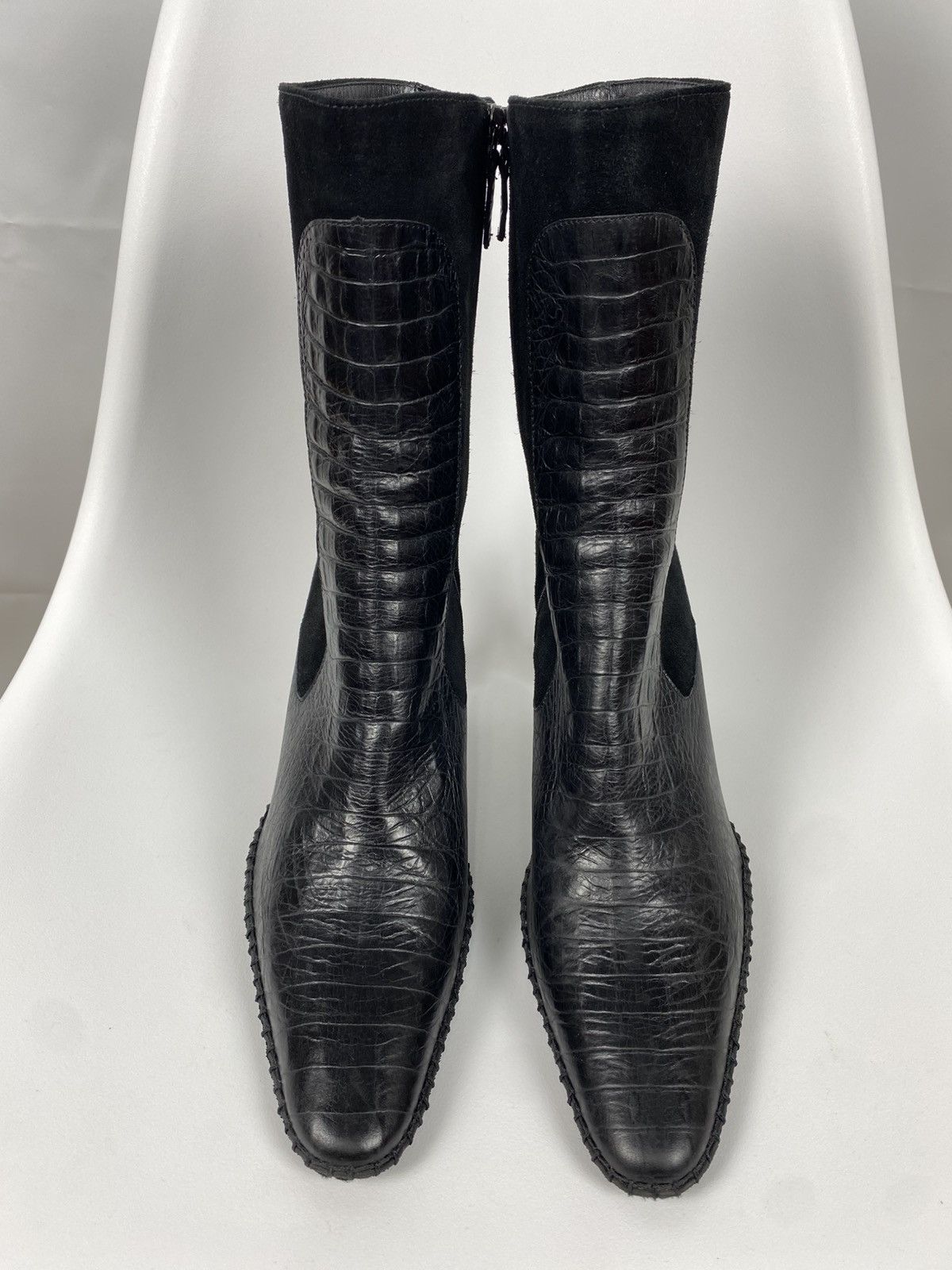 Other Borgo Degli Ulivi Booties Zip Up Croc Embossed Leather Size US 10 / IT 40 - 2 Thumbnail