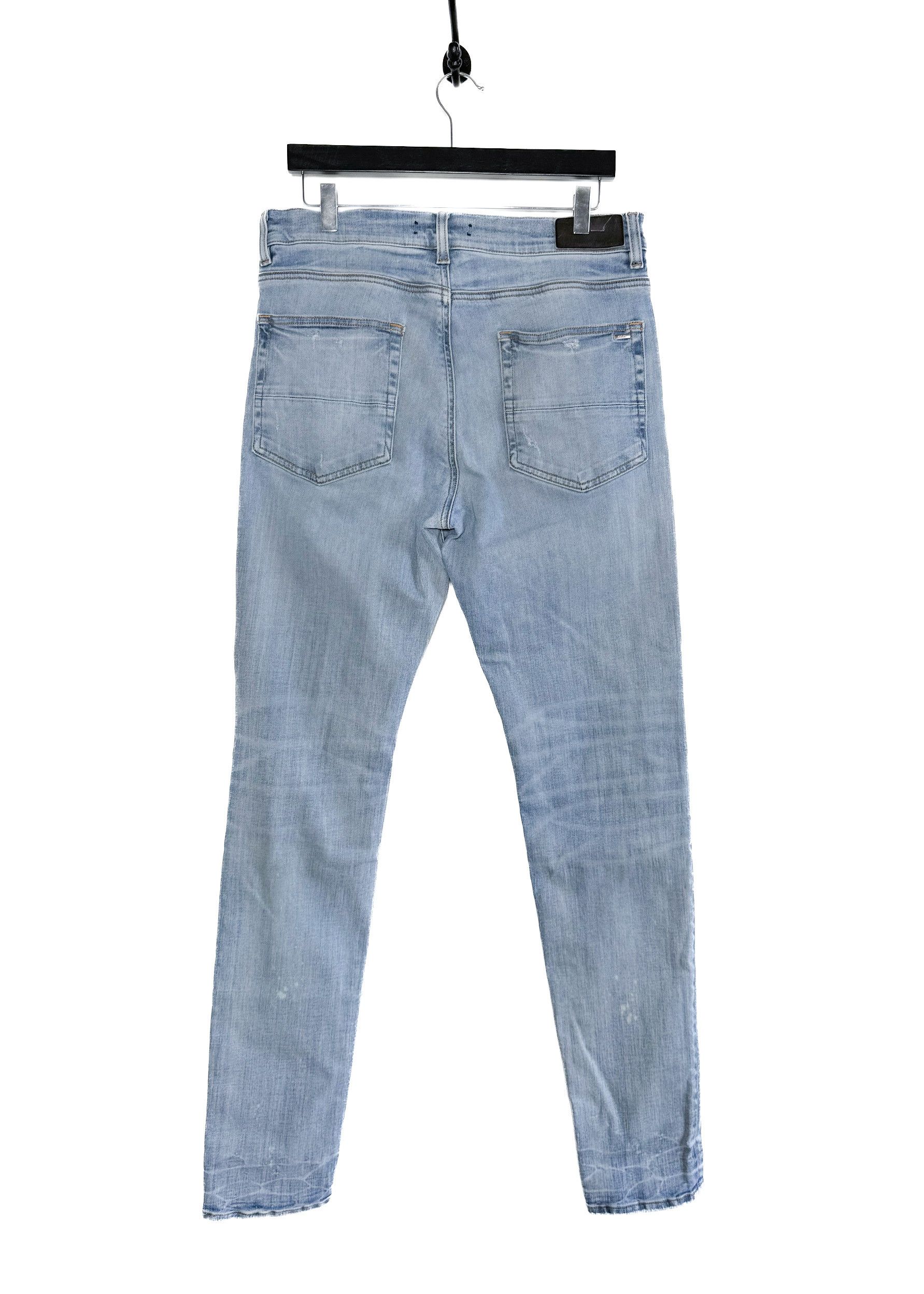 Amiri Amiri Washed Blue Knee Slit Stack Jeans Size US 34 / EU 50 - 3 Thumbnail