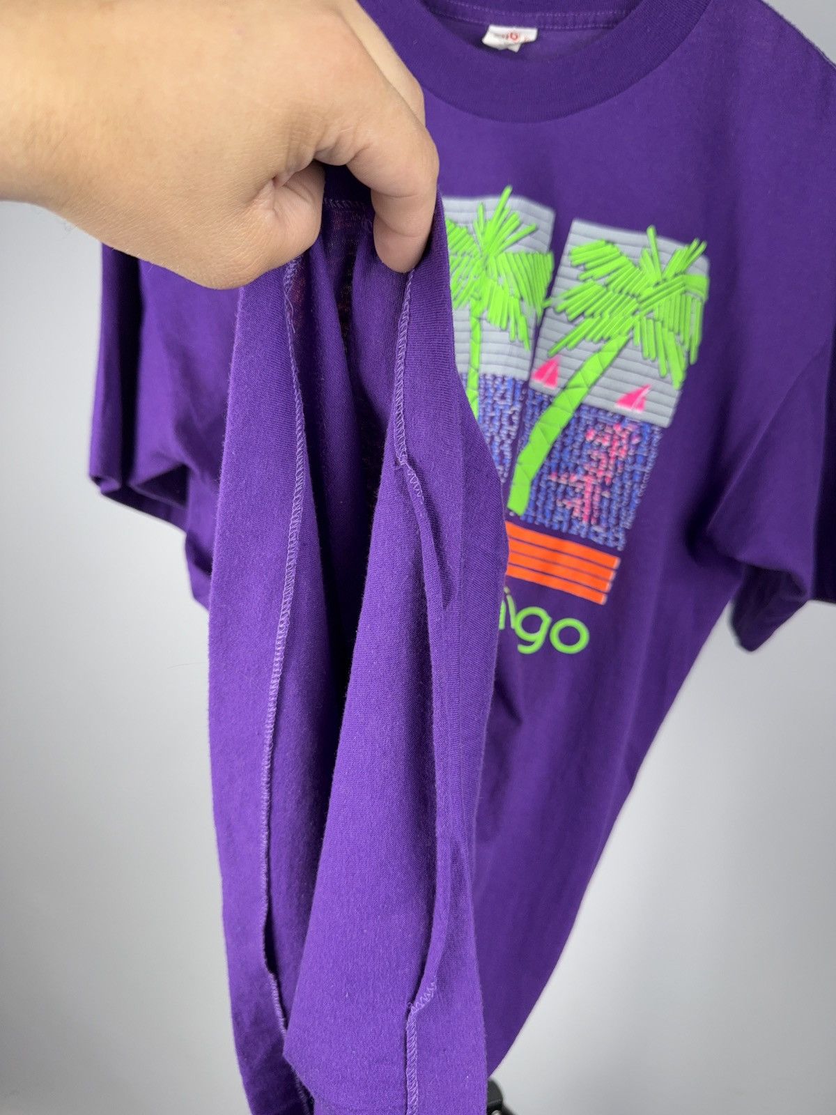Other Vintage 90s Santo Domingo Neon Palm Tree Tee Purple XL Size US XL / EU 56 / 4 - 11 Thumbnail