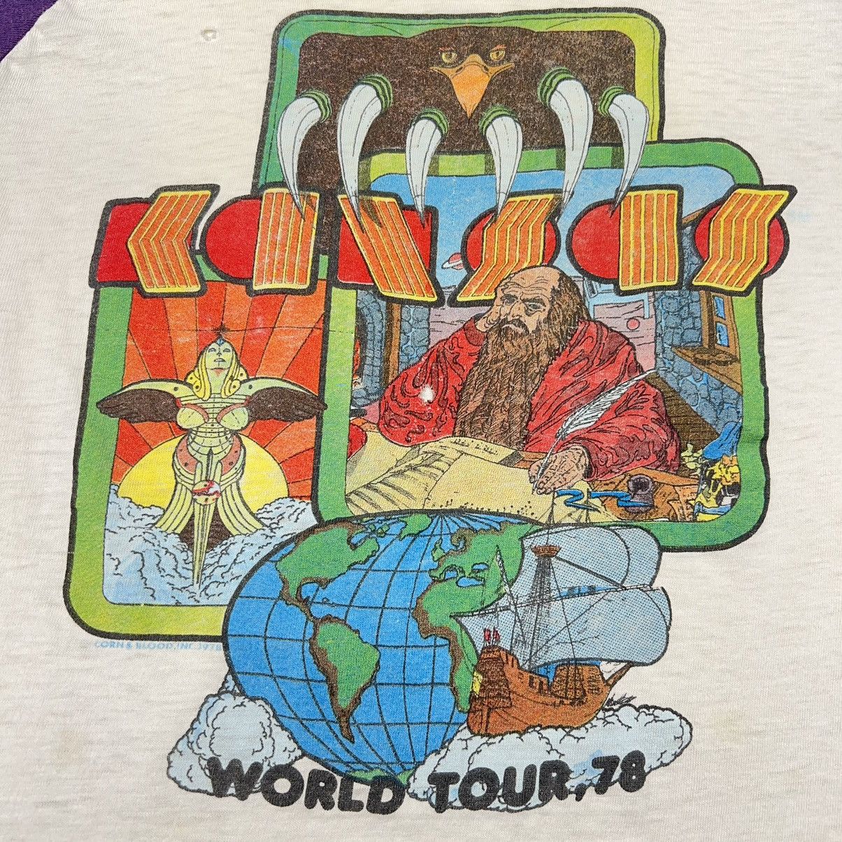 Band Tees × Vintage VTG Kansas World Tour Tee Shirt White Purple Retro 1978 Size US S / EU 44-46 / 1 - 3 Thumbnail