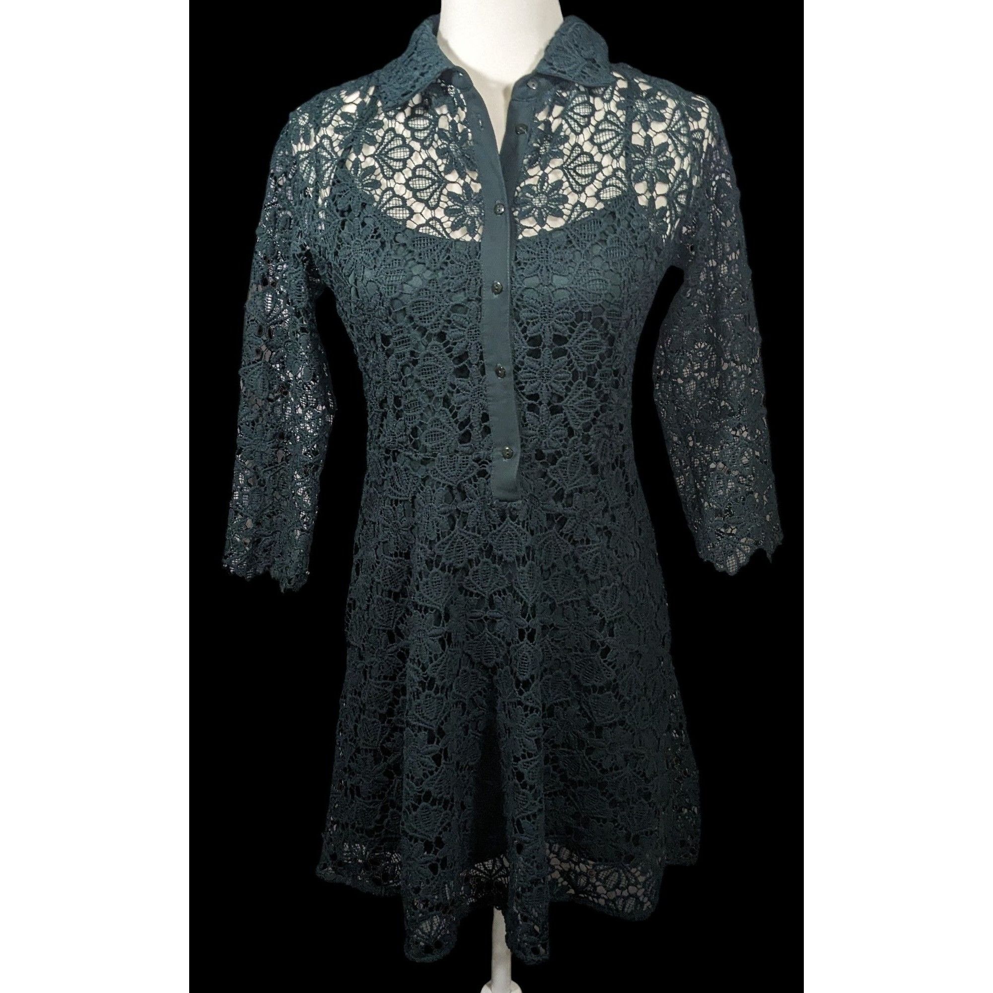 Zara Zara Basic Collection Gothic Black Floral Overlay Dress Size Size M / US 6-8 / IT 42-44 - 1 Thumbnail