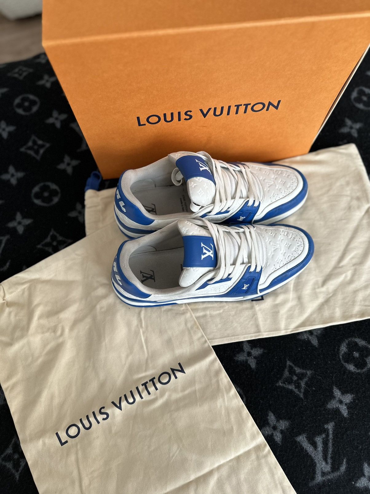 Louis Vuitton Louis Vuitton Trainer Sneaker Blue VL0272 mini monogram#54 Size US 11 / EU 44 - 3 Thumbnail