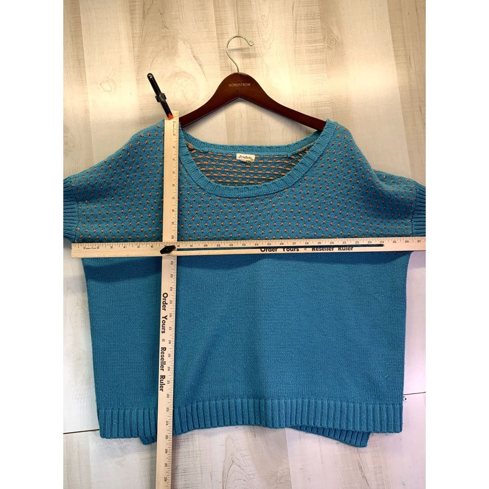 Vintage LoveRiche Women’s Polka Dot Blue Short Sleeve Knit Crop Sweater M Size M / US 6-8 / IT 42-44 - 5 Thumbnail