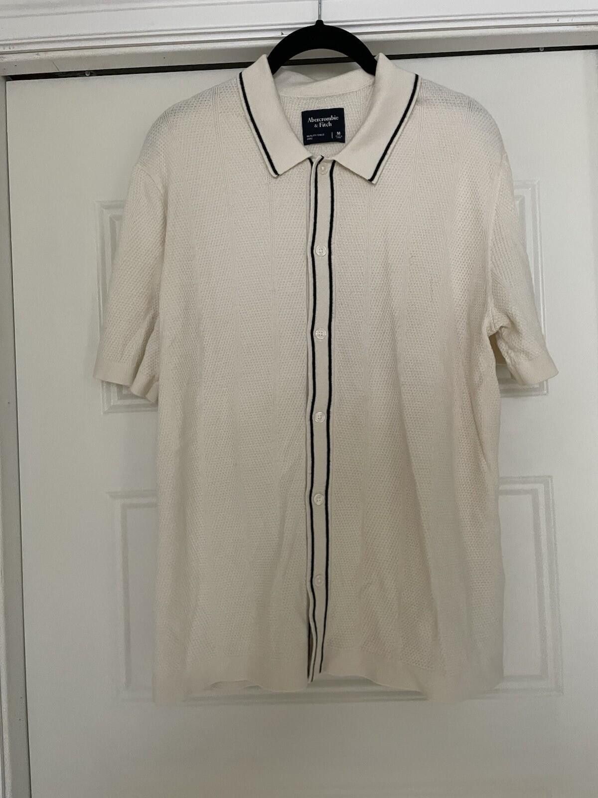 Abercrombie & Fitch Abercrombie & Fitch Knit White Button Down Shirt Medium Size US M / EU 48-50 / 2 - 1 Thumbnail